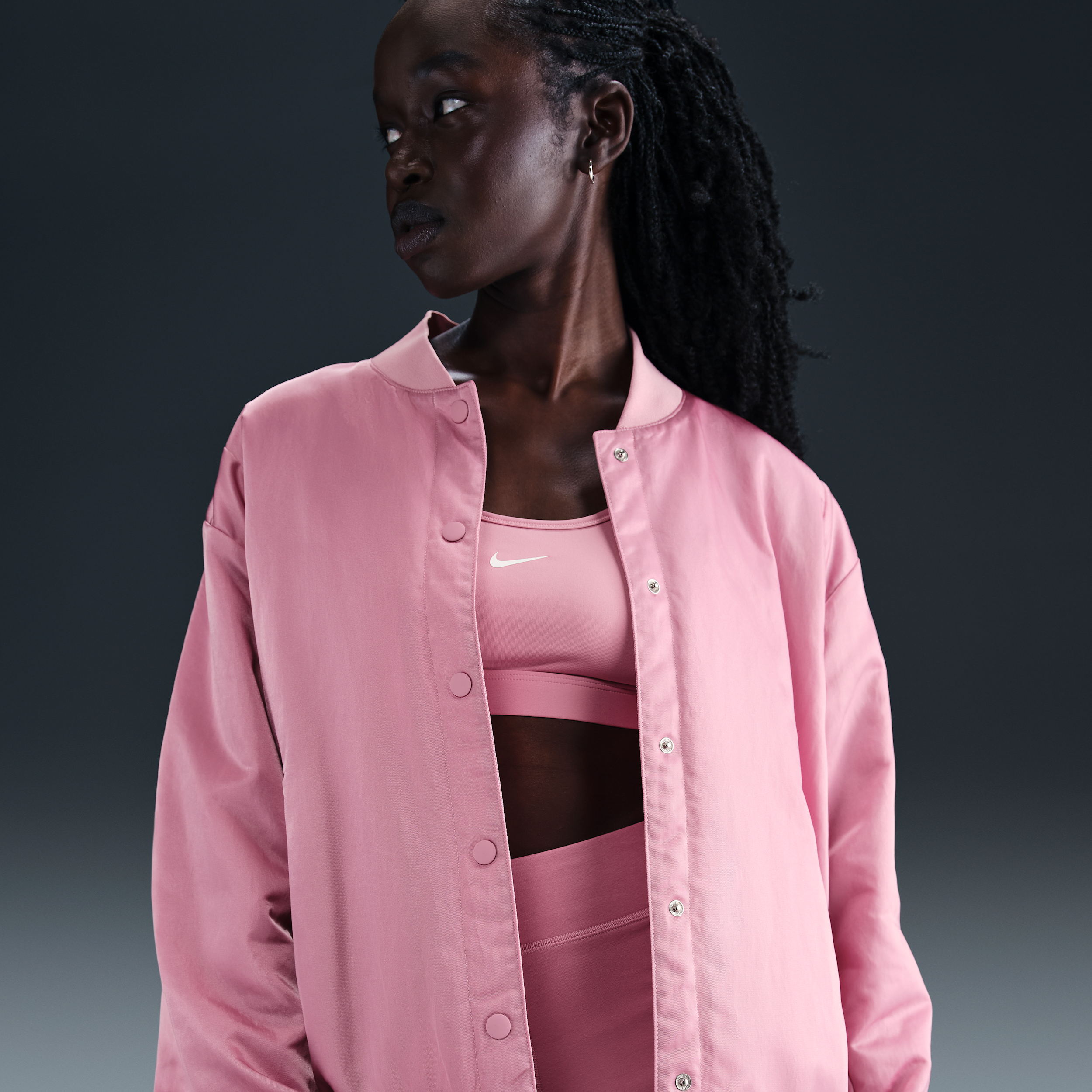 Nike Women's Sportswear Destroyer Oversized Woven Jacket In Pink