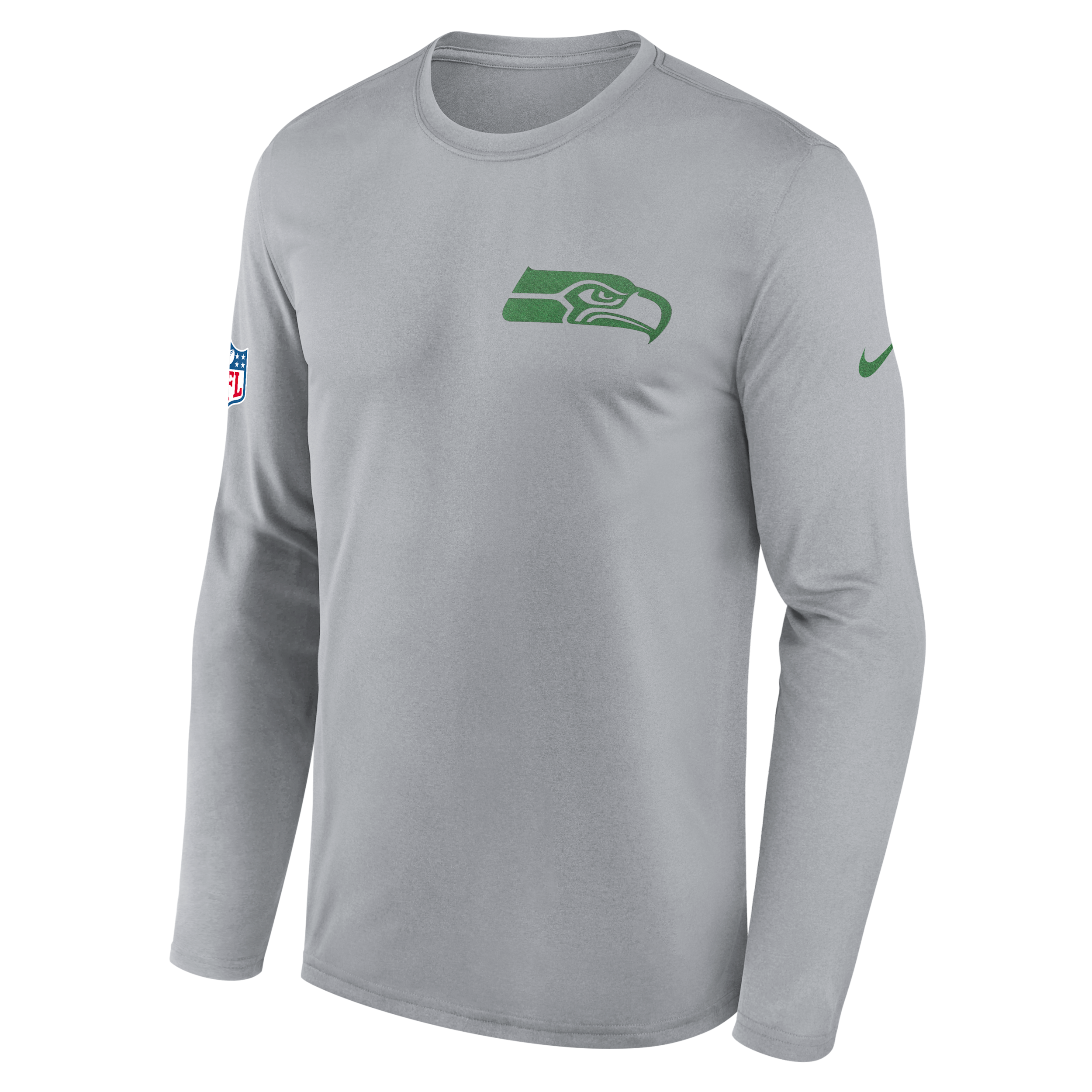 Seattle Seahawks Rivalries Collection Sideline Legend Small Logo Nike Men's Dri-FIT NFL Long-Sleeve T-Shirt in Grey | 02TJ01V78-266