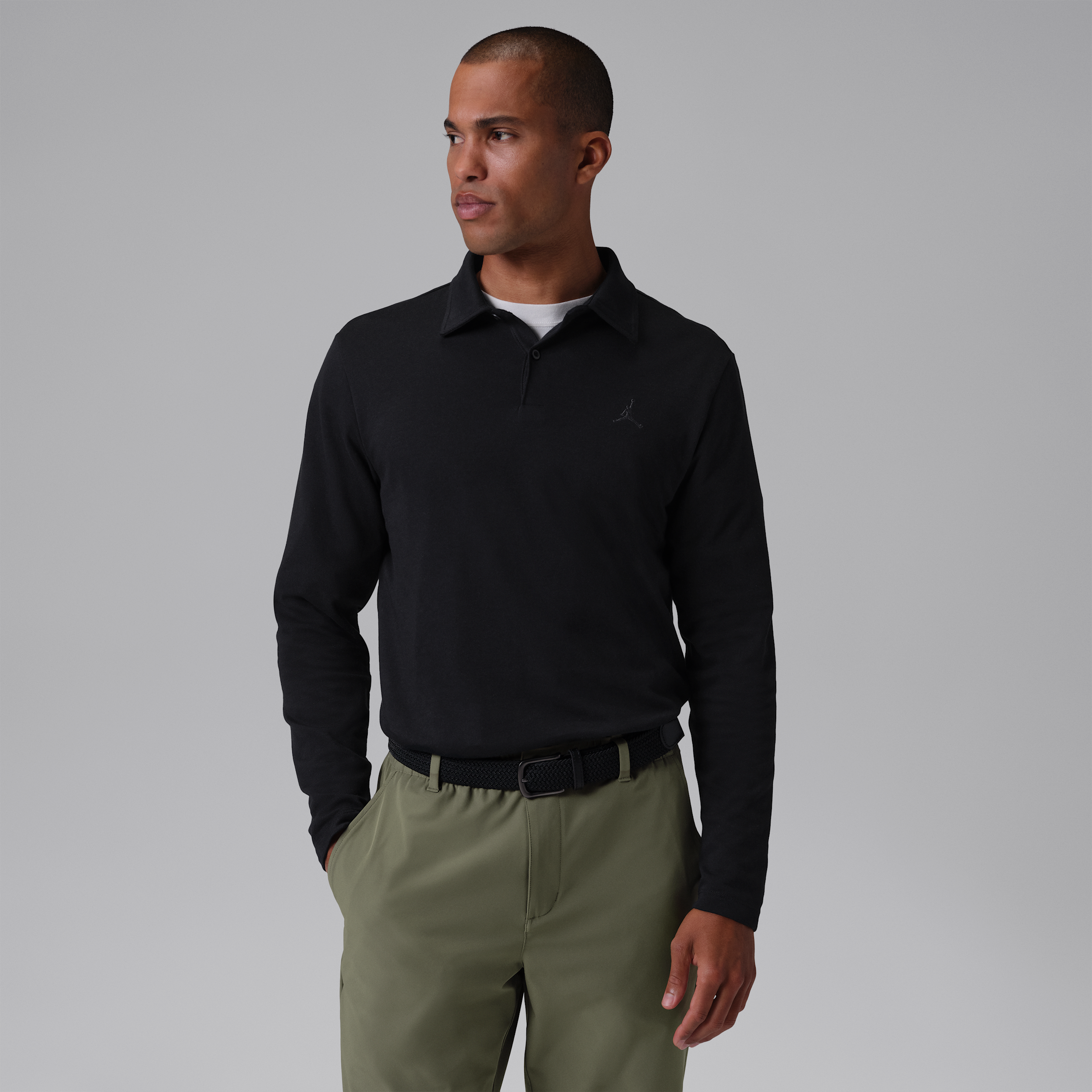 Jordan Men's  Sport Dri-fit Long-sleeve Golf Polo In Black