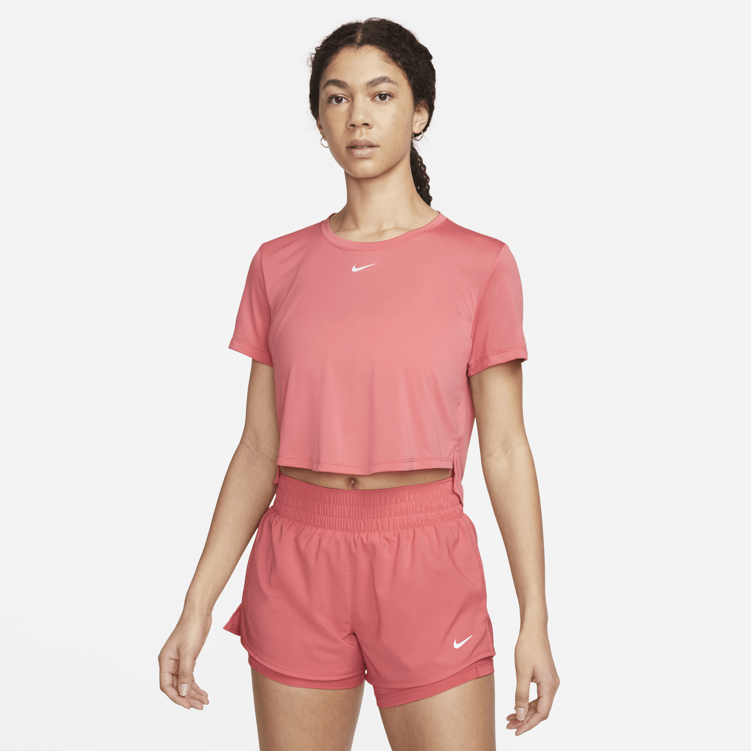 Nike Women's Dri-fit One Standard Fit Short-sleeve Cropped Top In Pink
