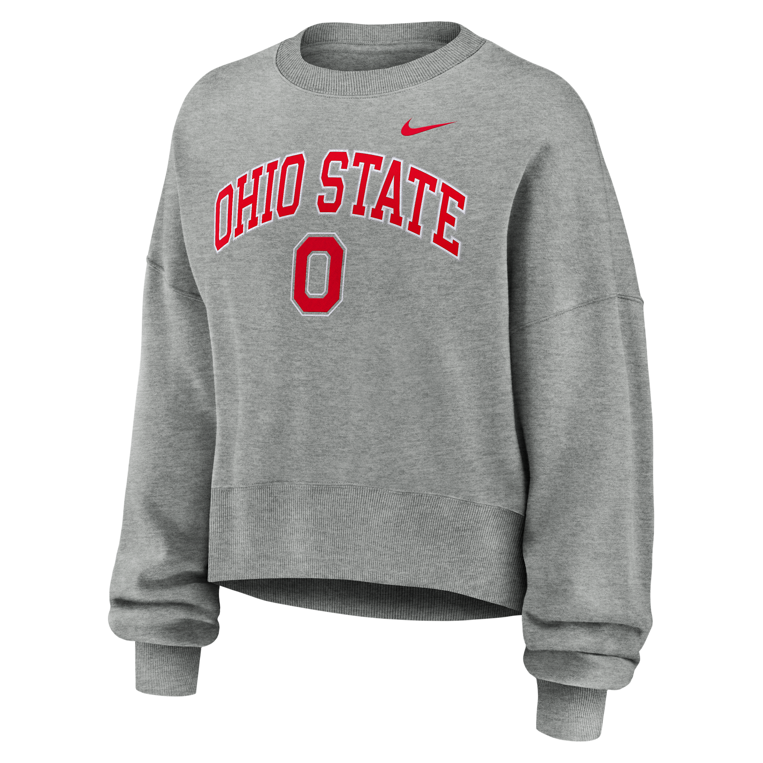 Nike Women's Heather Gray Ohio State Buckeyes Oversized Phoenix Arch Pullover Sweatshirt - Heather Gray