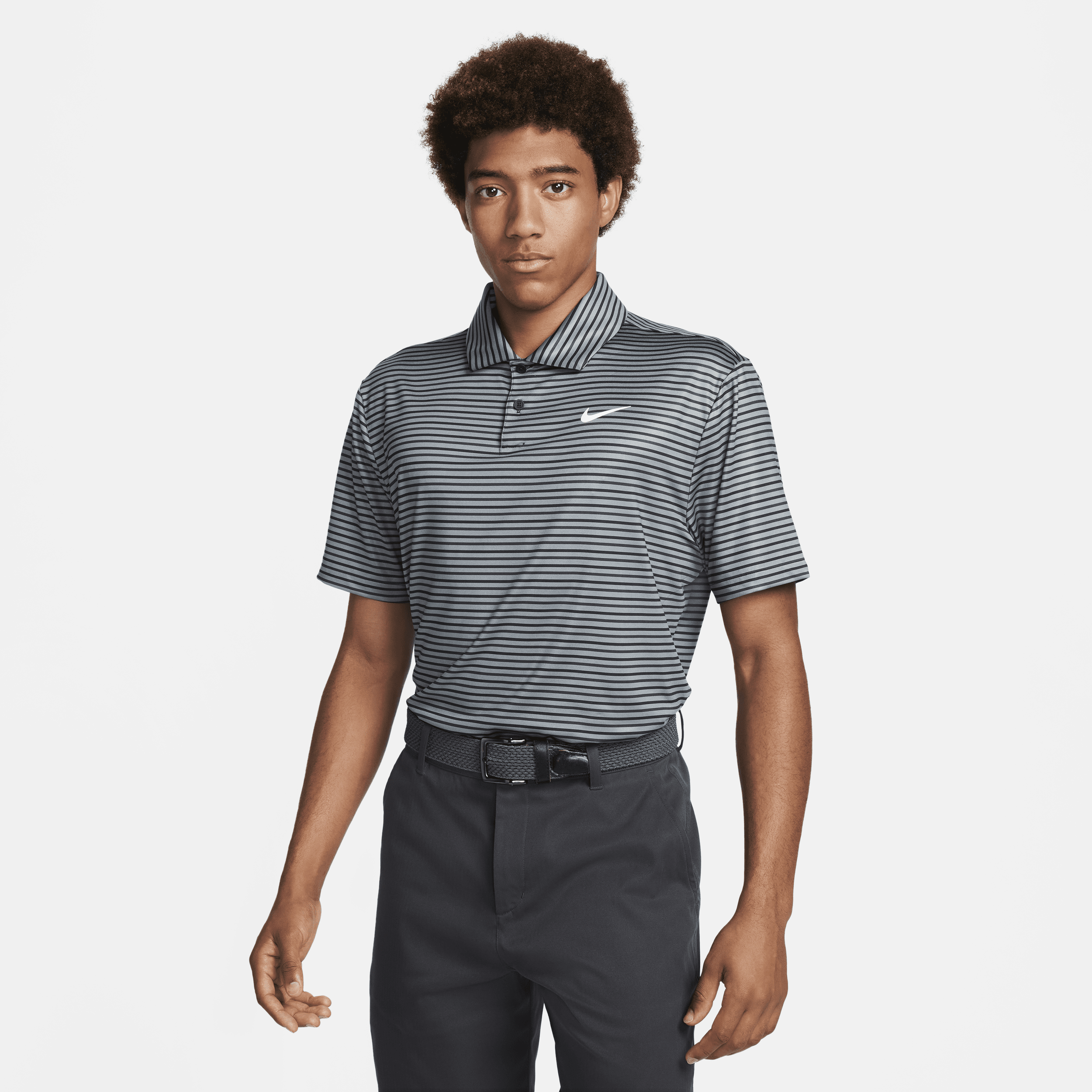 Nike Men's Tour Dri-fit Striped Golf Polo In Grey