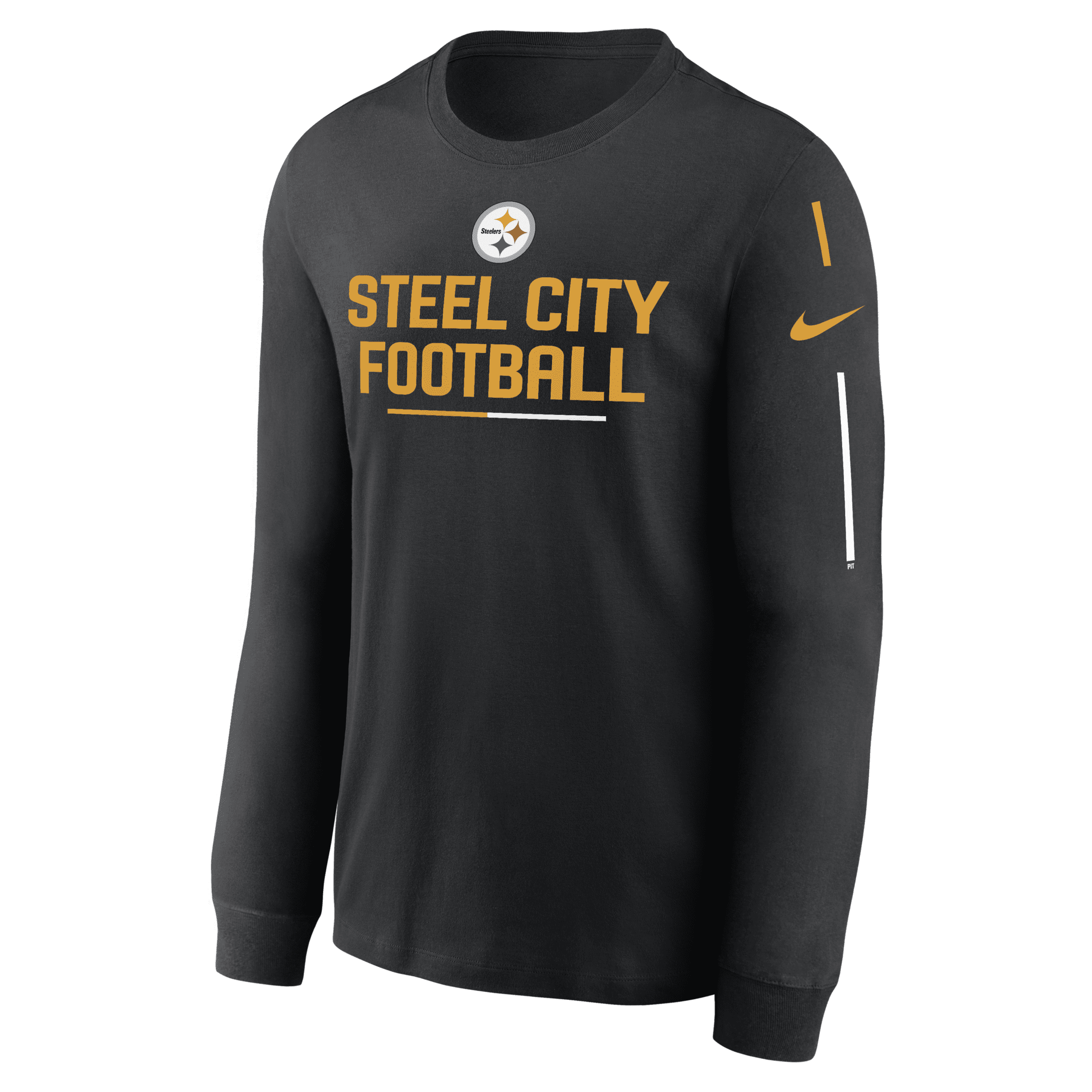Nike Black Pittsburgh Steelers Team Slogan Long Sleeve T-shirt In Black