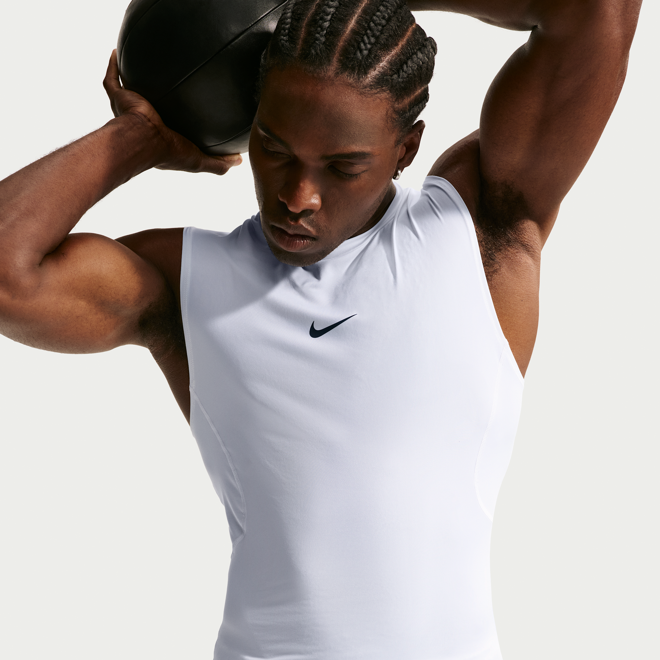 Men's Nike Pro Dri-FIT Tight Sleeveless Fitness Top in White | FB7914-100