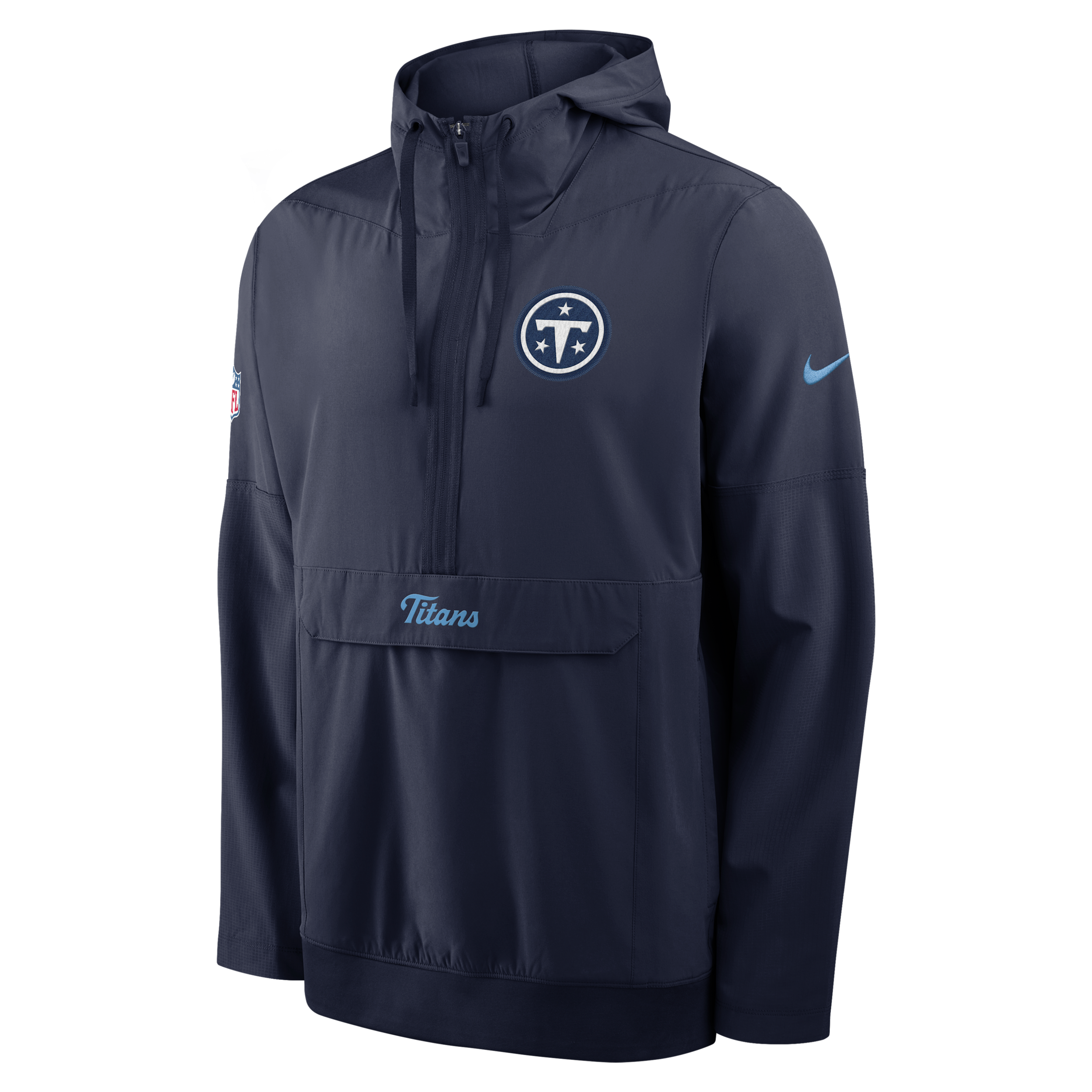 Tennessee Titans Rivalries Collection Sideline Anorak Nike Men's NFL 1/2-Zip Hooded Jacket in Blue | 03AT02C49V-WJK