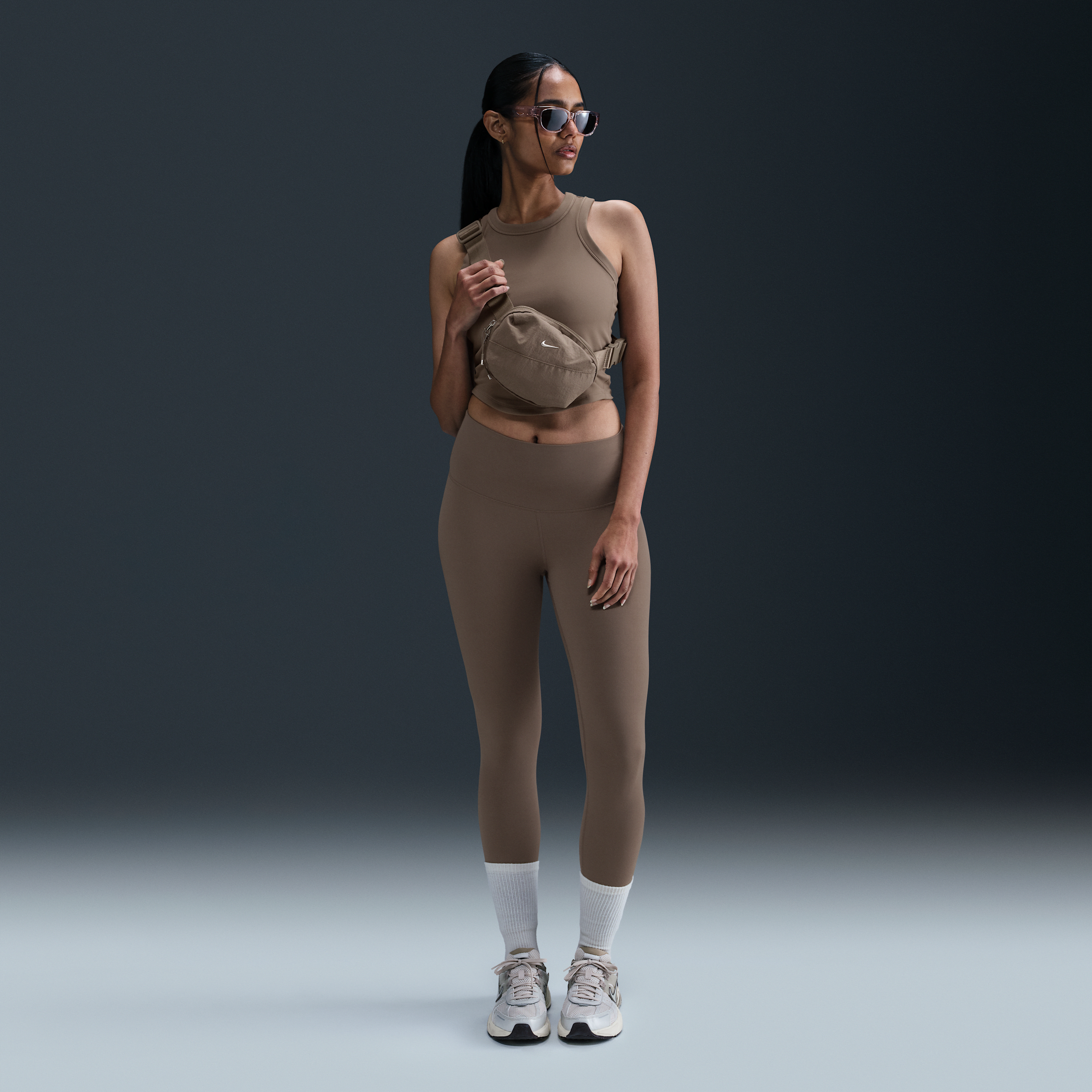 Nike Women's Zenvy Gentle-support High-waisted Full-length Leggings In Brown