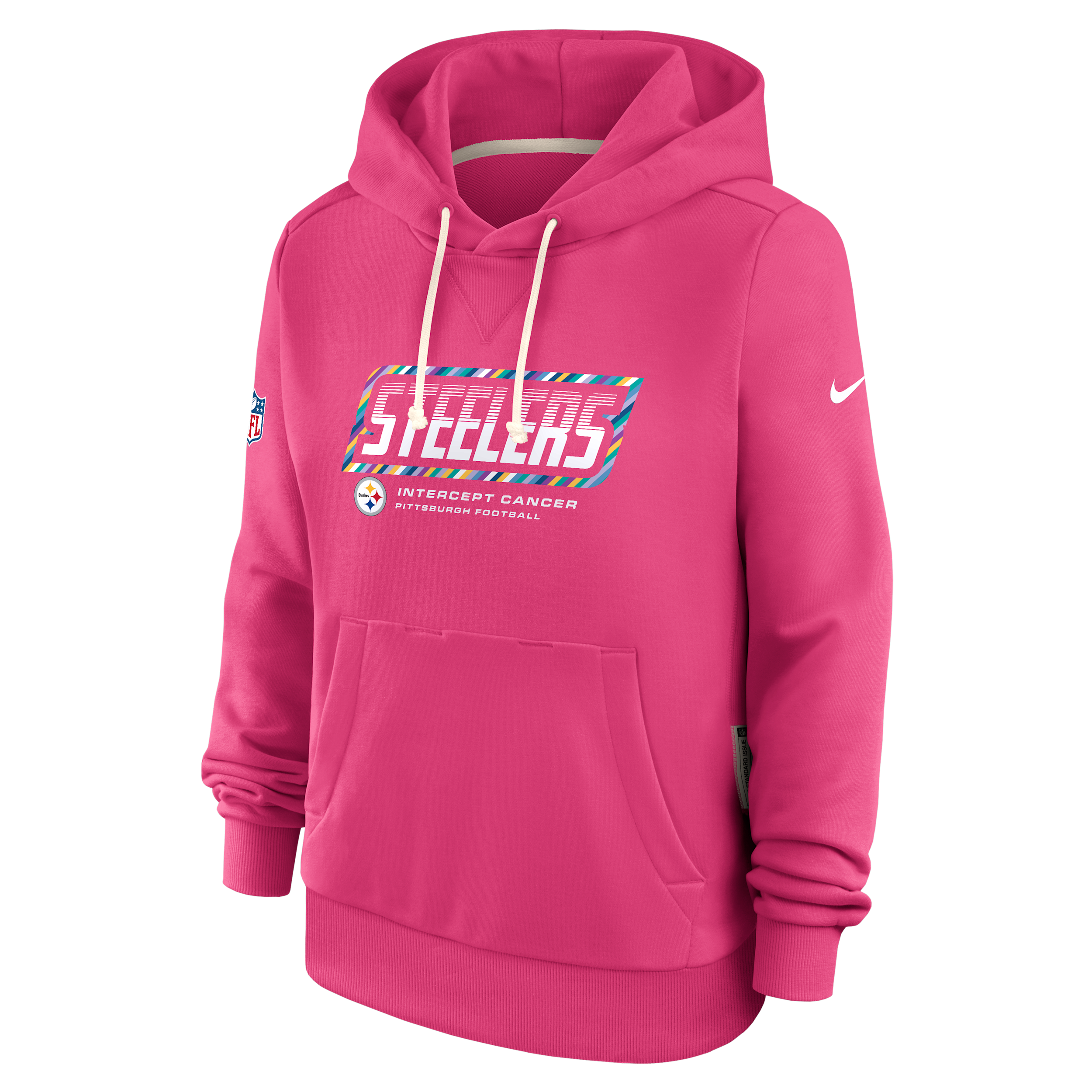 Pittsburgh Steelers Crucial Catch Standard Issue Nike Women's Dri-FIT NFL Pullover Hoodie in Pink | 03C368XZUS-F9R