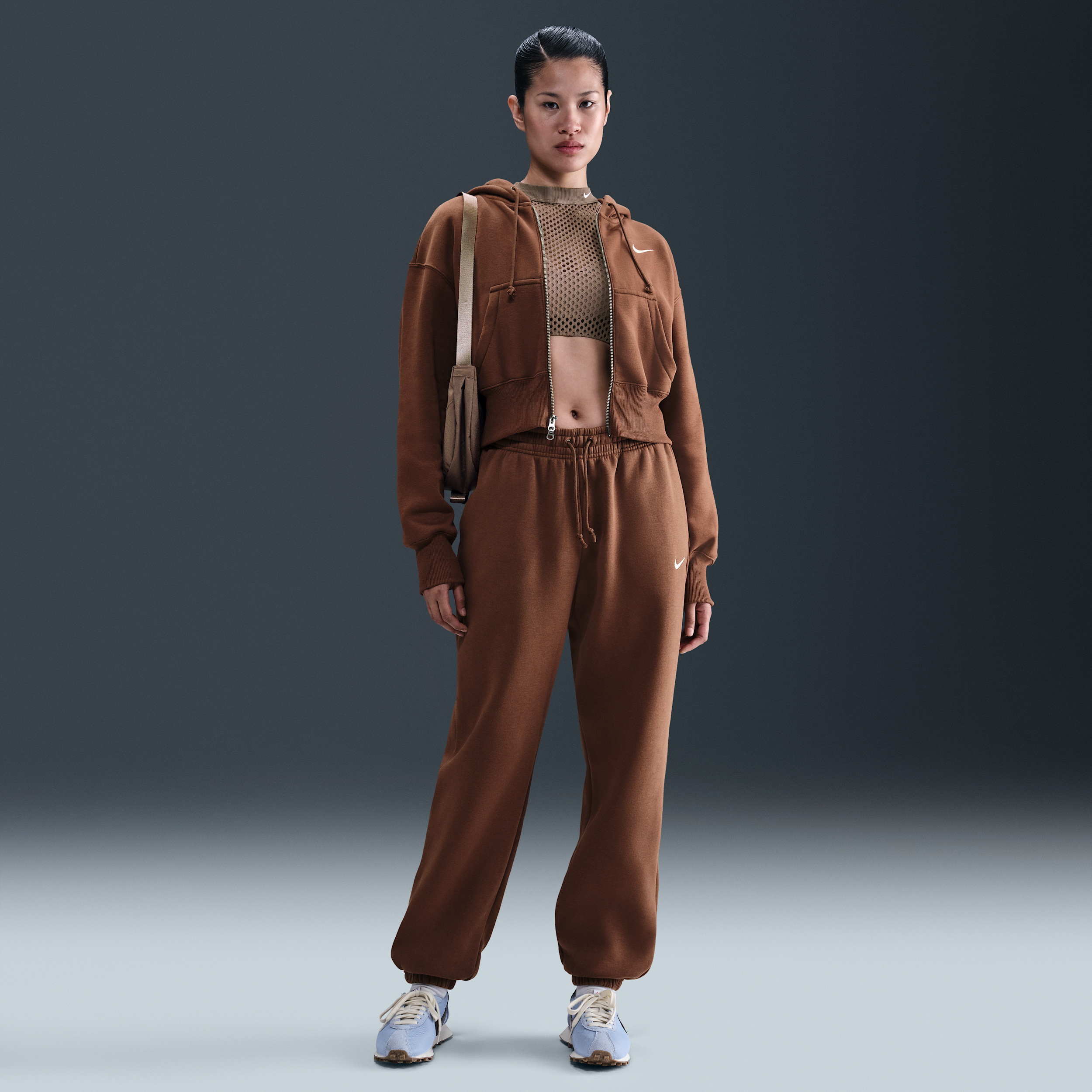 Nike Women's Sportswear Phoenix Fleece Oversized High-Waisted Jogger Pants in Fauna Brown/Sail Size: 2XL