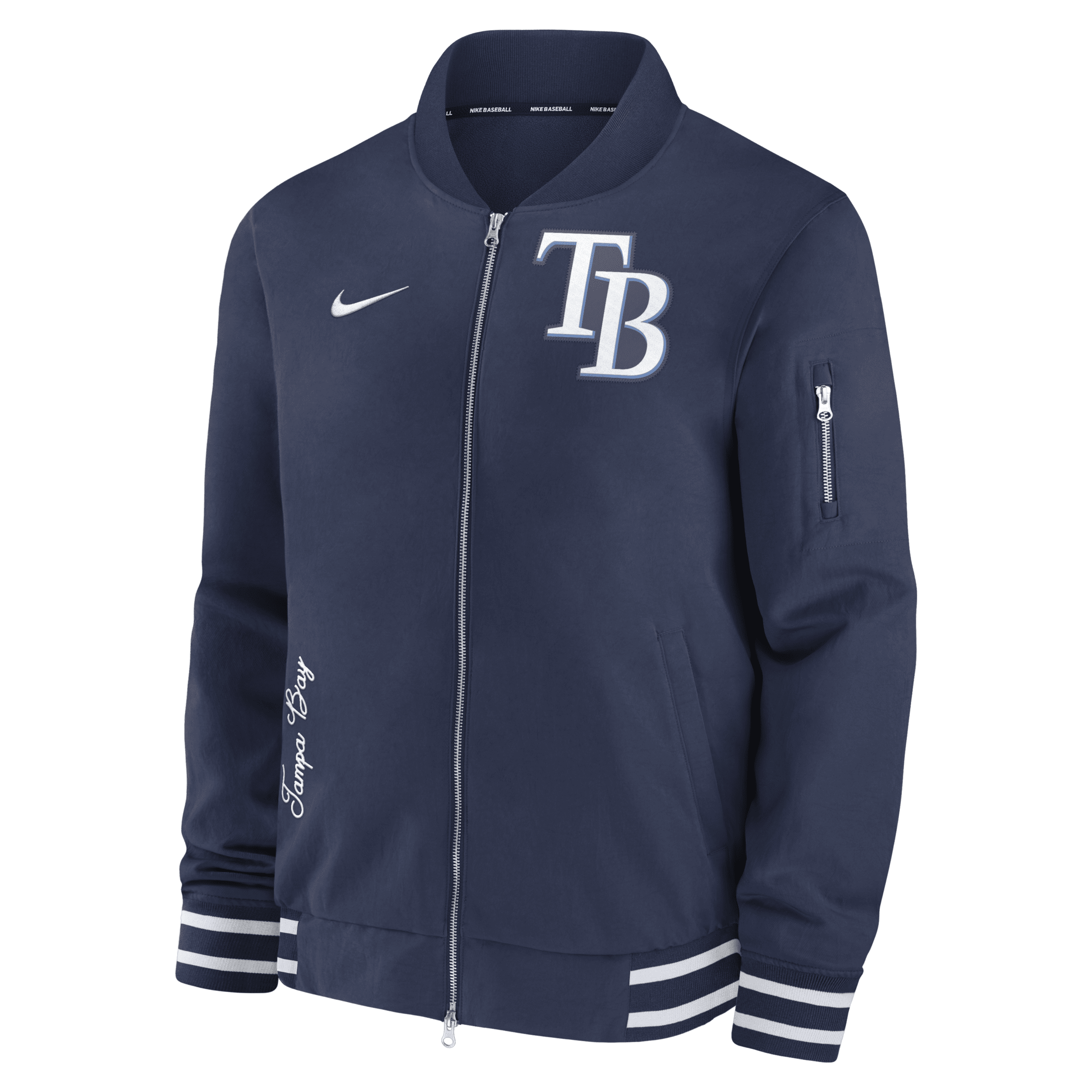 Nike Tampa Bay Rays Authentic Collection  Men's Mlb Full-zip Bomber Jacket In Blue