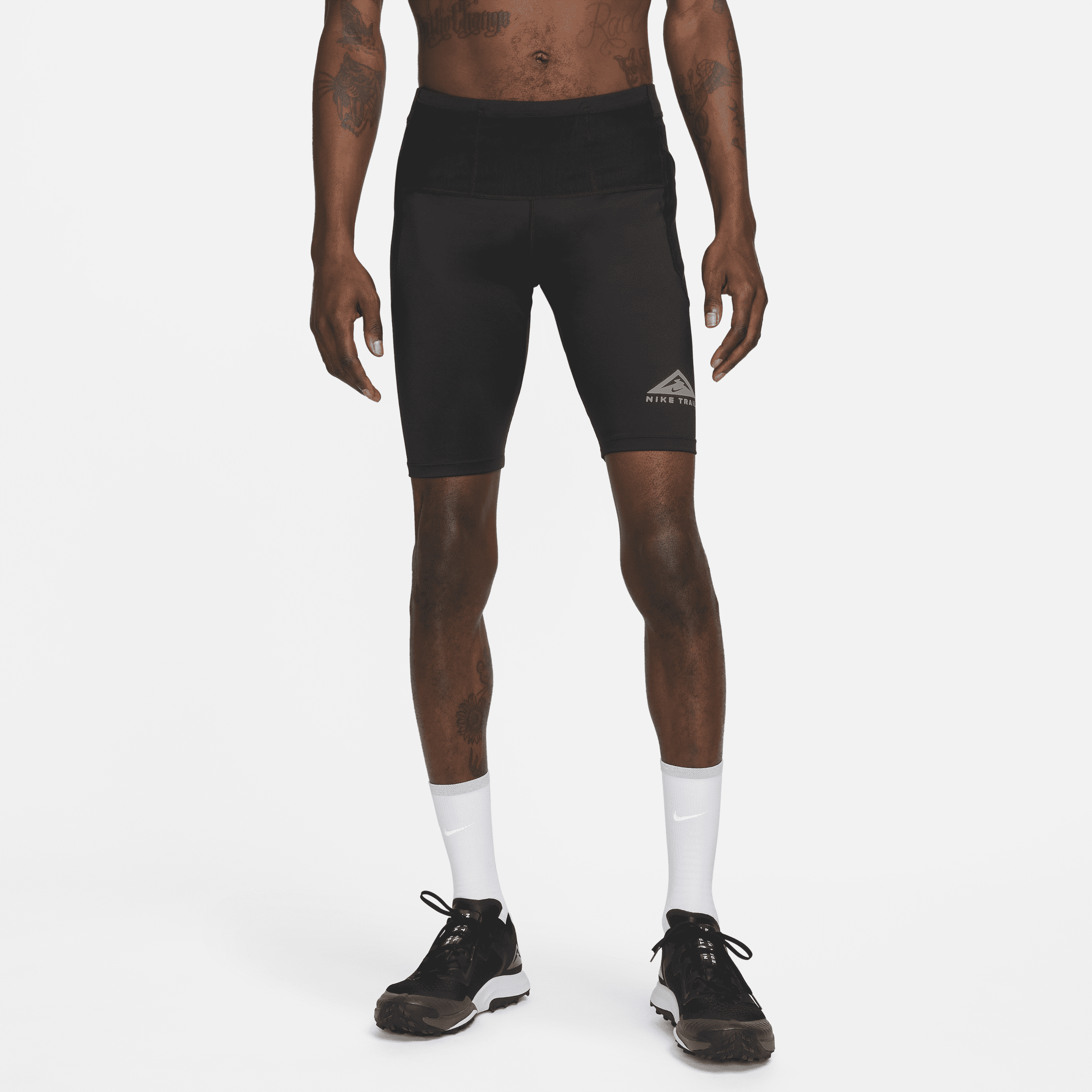 Shop Nike Men's Trail Lava Loops Dri-fit Running 1/2-length Tights In Black