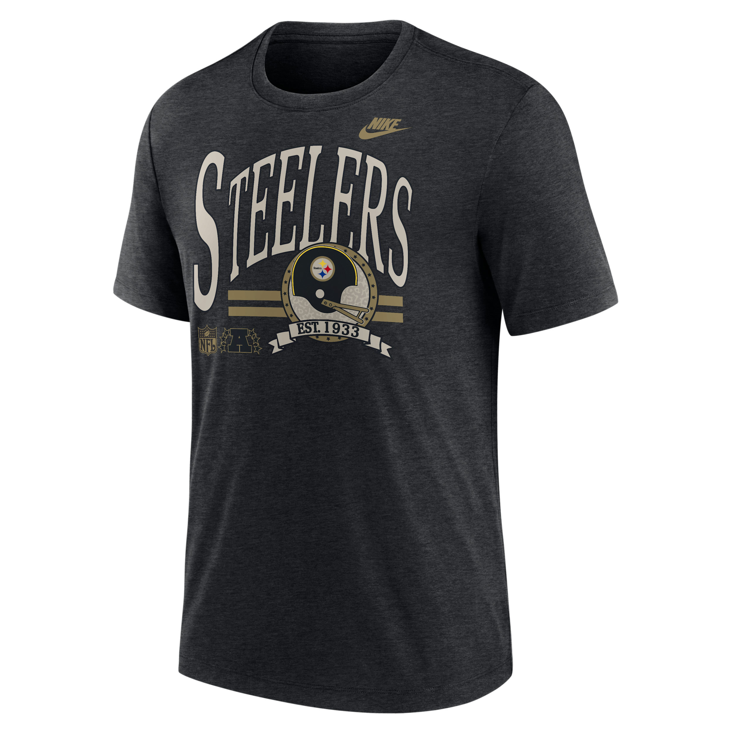 Nike Men's Heather Black Pittsburgh Steelers Rewind Tri-Blend T-Shirt - Heather Black