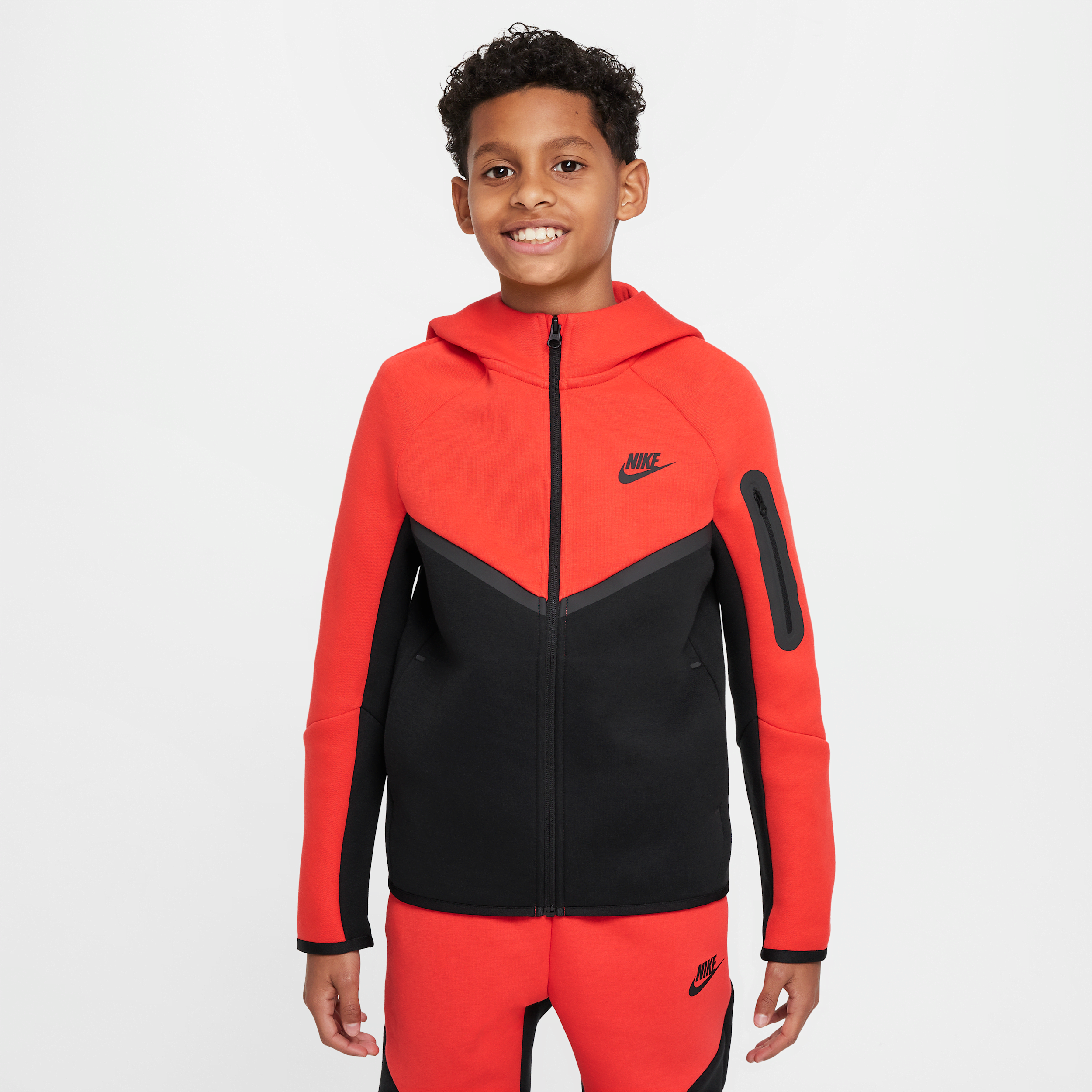 Nike Sportswear Tech Fleece Big Kids' Full-zip Hoodie In Black
