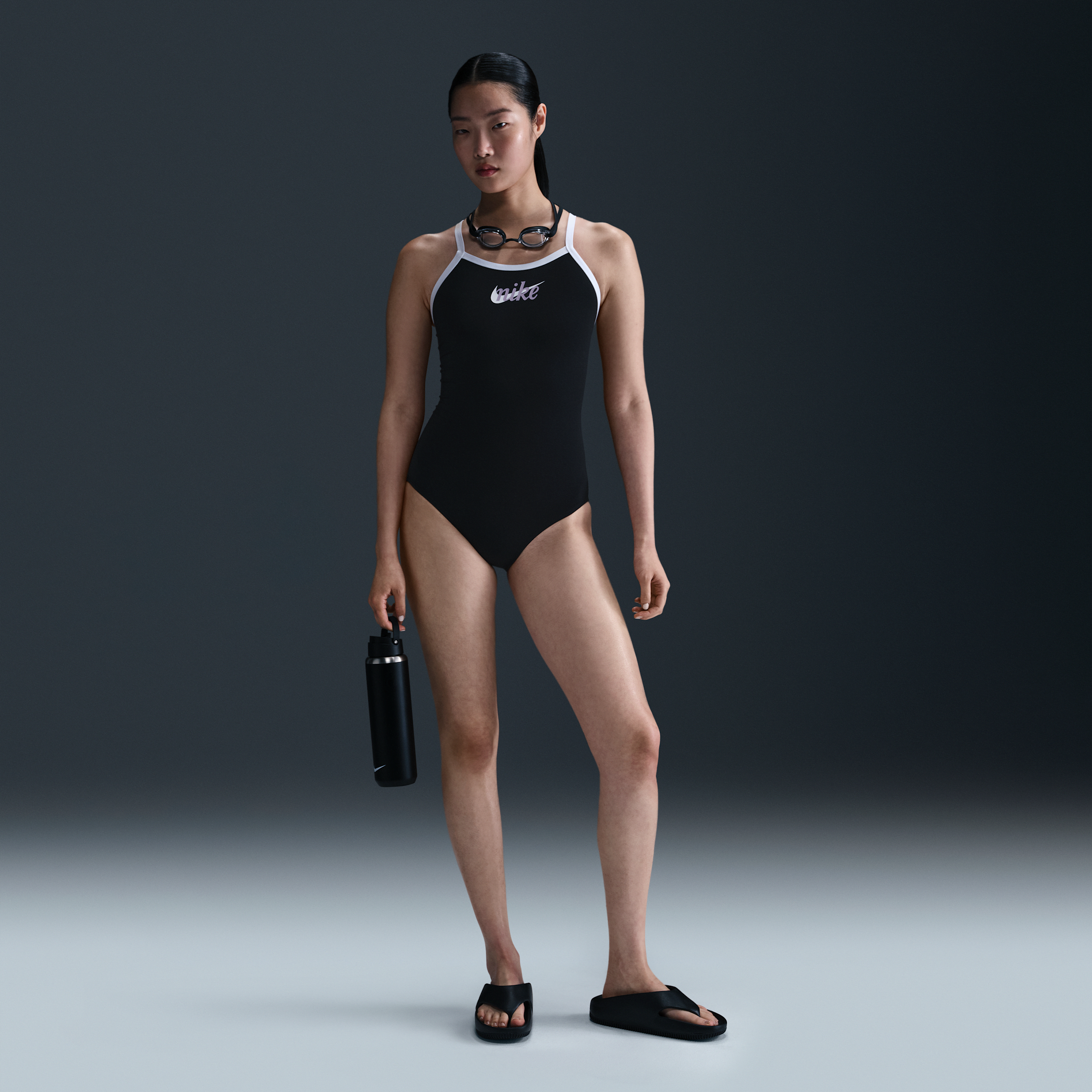 Nike Women's Swim Hydrastrong Racerback Low-leg One-piece In Black