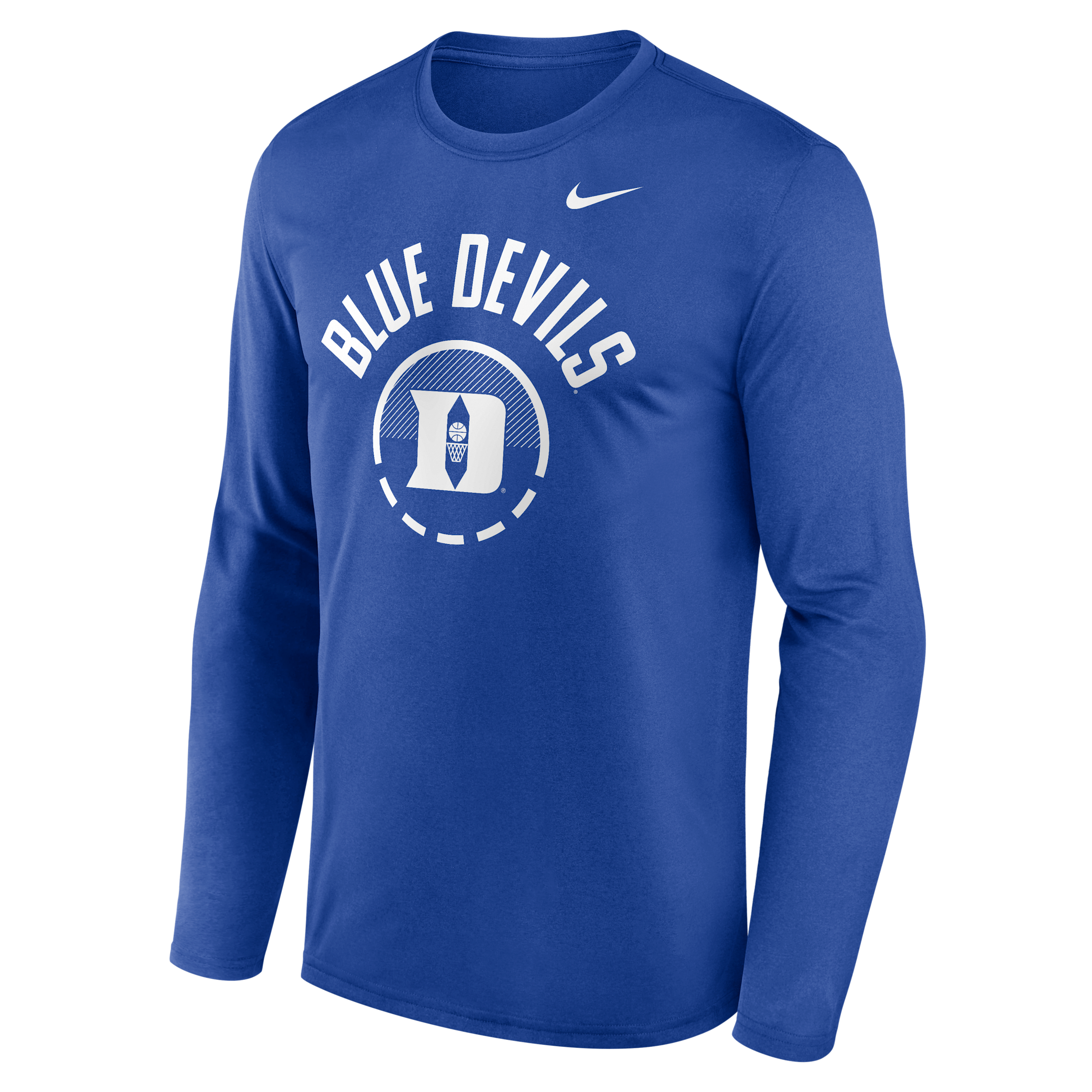 Duke Courtside Nike Men's Dri-FIT College Long-Sleeve T-Shirt in Blue | 02TJ4EVDU-FFP