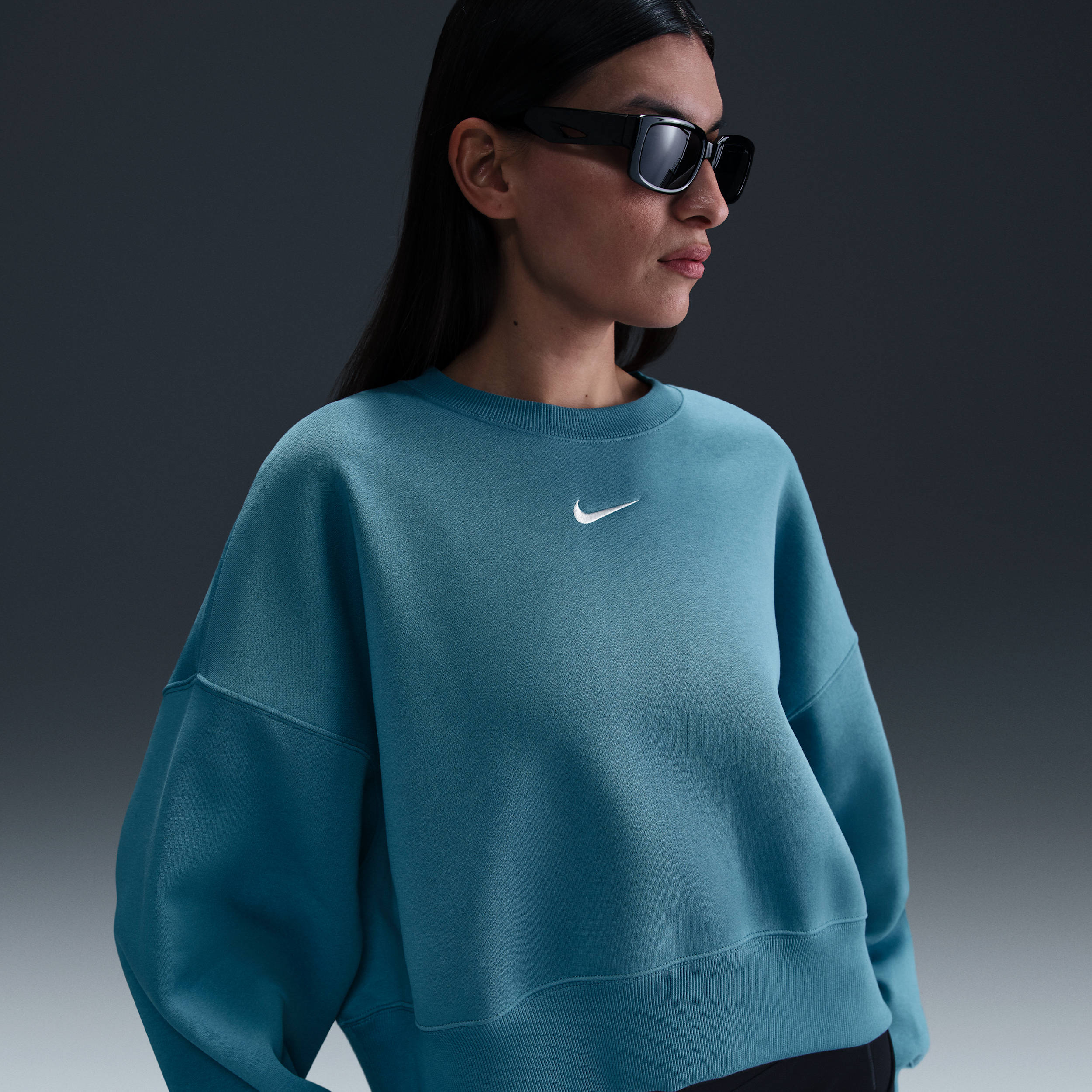 Nike Women's Sportswear Phoenix Fleece Over-oversized Crew-neck Sweatshirt In Blue