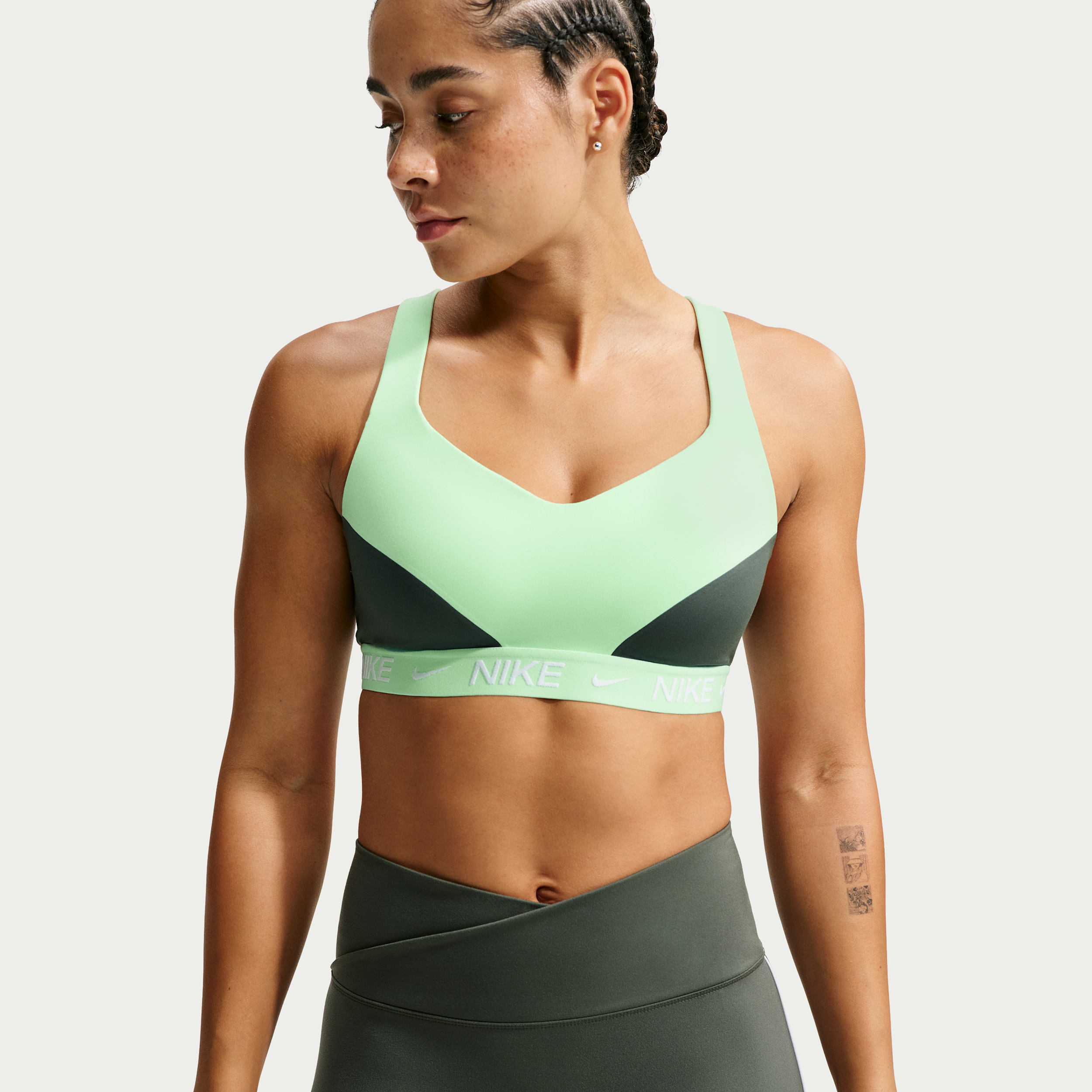 Nike Women's Indy High Support Padded Adjustable Sports Bra in Green | FD1068-391