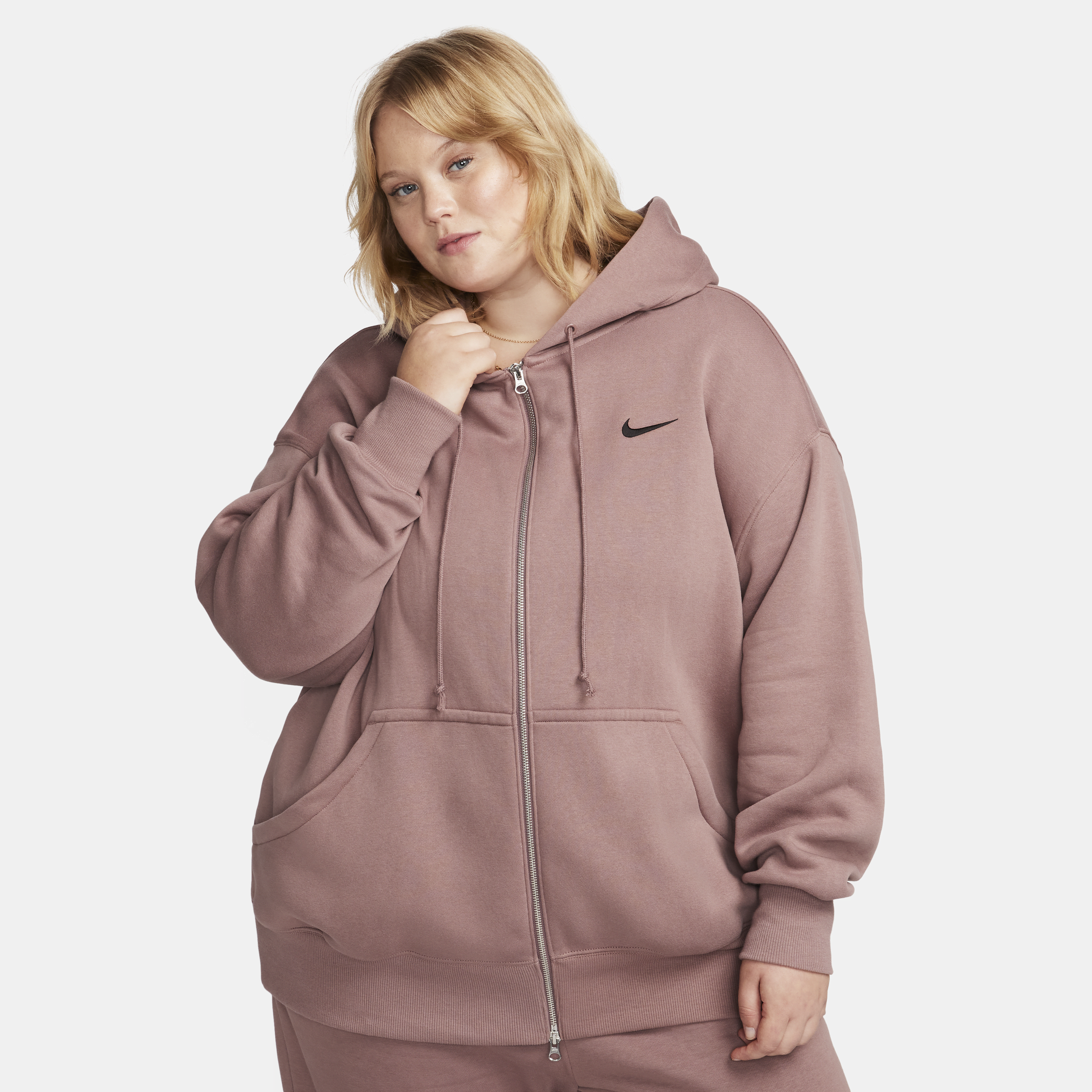 Nike Women's  Sportswear Phoenix Fleece Oversized Full-zip Hoodie (plus Size) In Purple