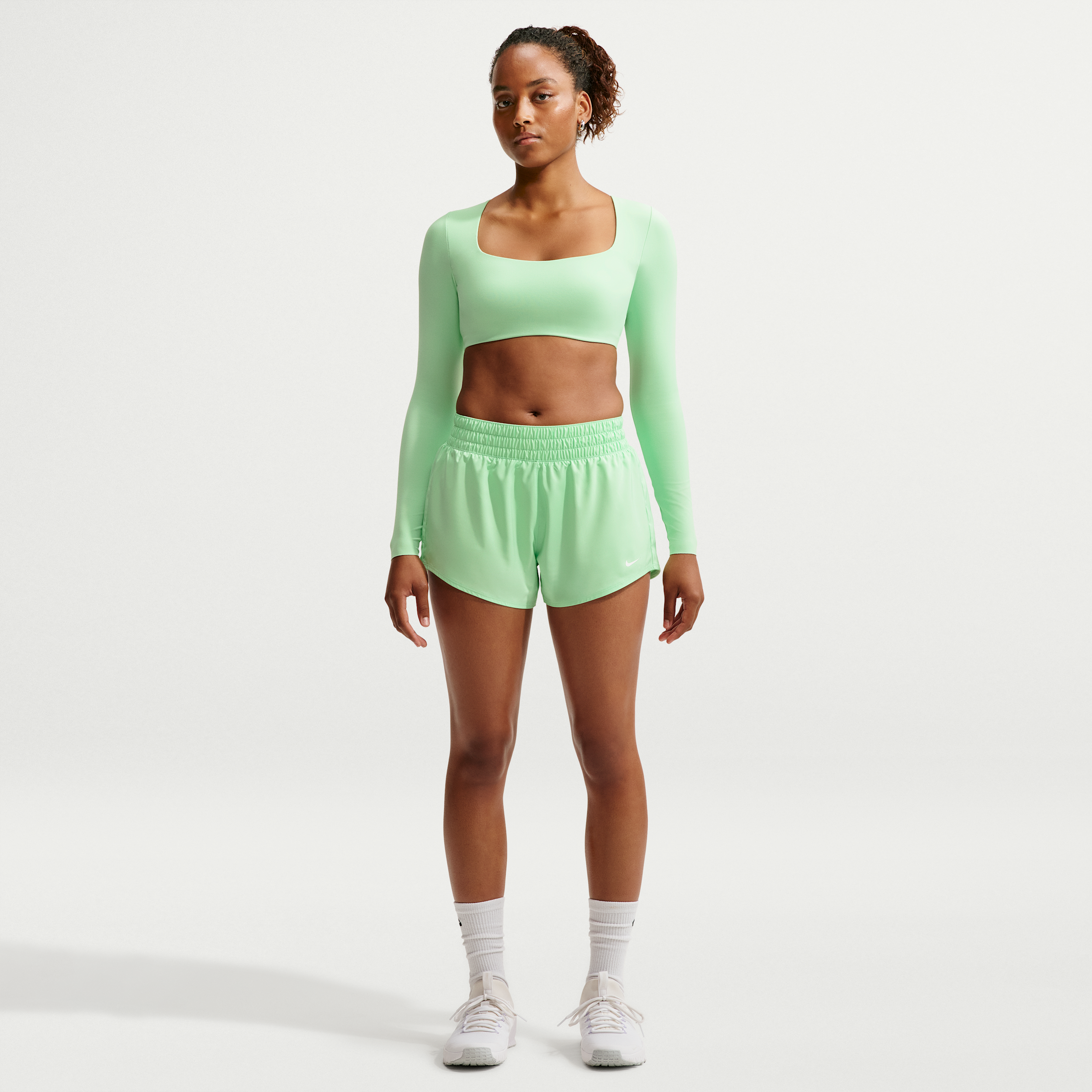 Nike Women's One Dri-FIT Mid-Rise 3" Brief-Lined Shorts in Green | DX6010-392