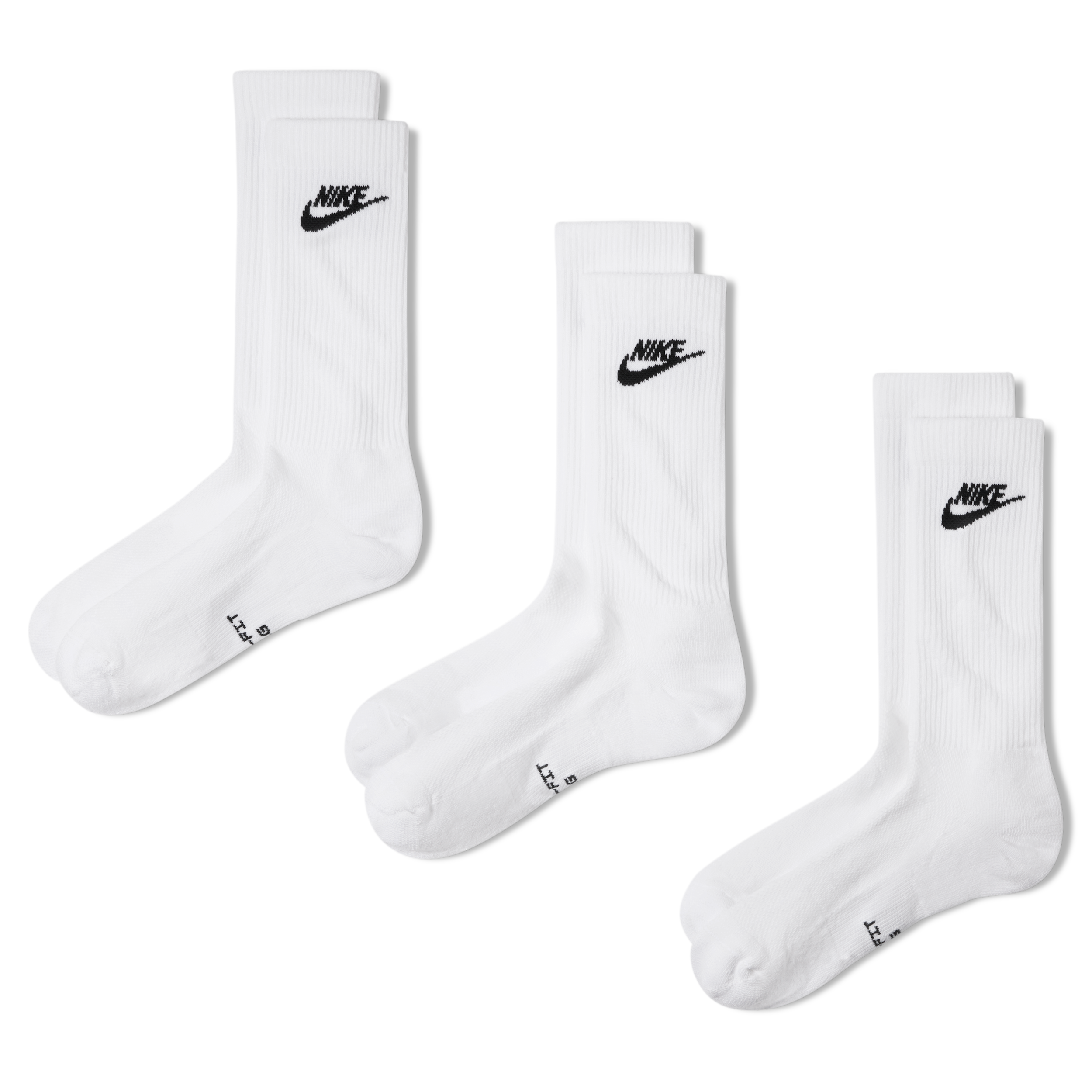 Nike Unisex Everyday Elevated Crew Socks (3 Pairs) in White | IH8522-901