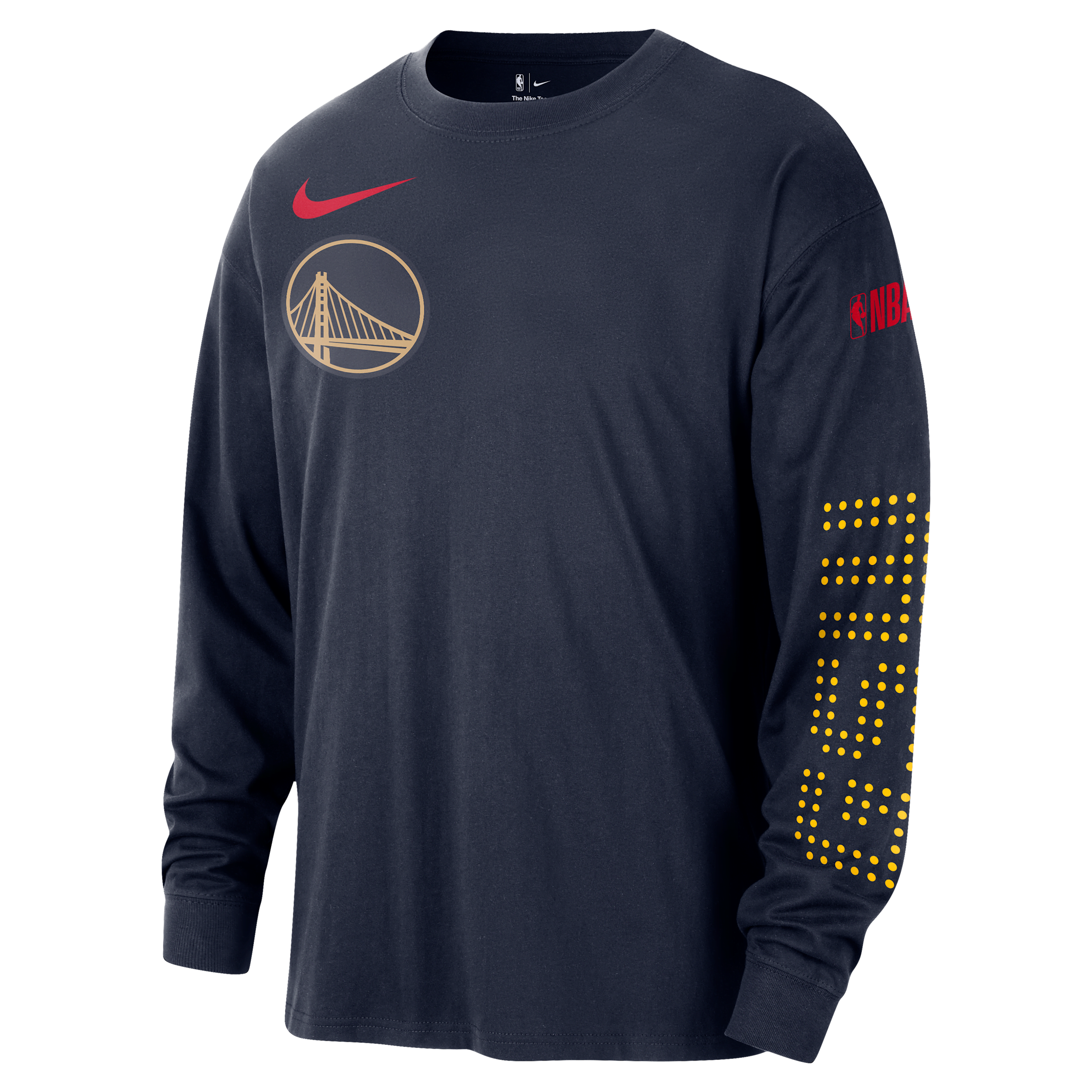 Nike Men's Navy Golden State Warriors 2024/25 City Edition Courtside Max90 Heavyweight Long Sleeve T-shir In Blue