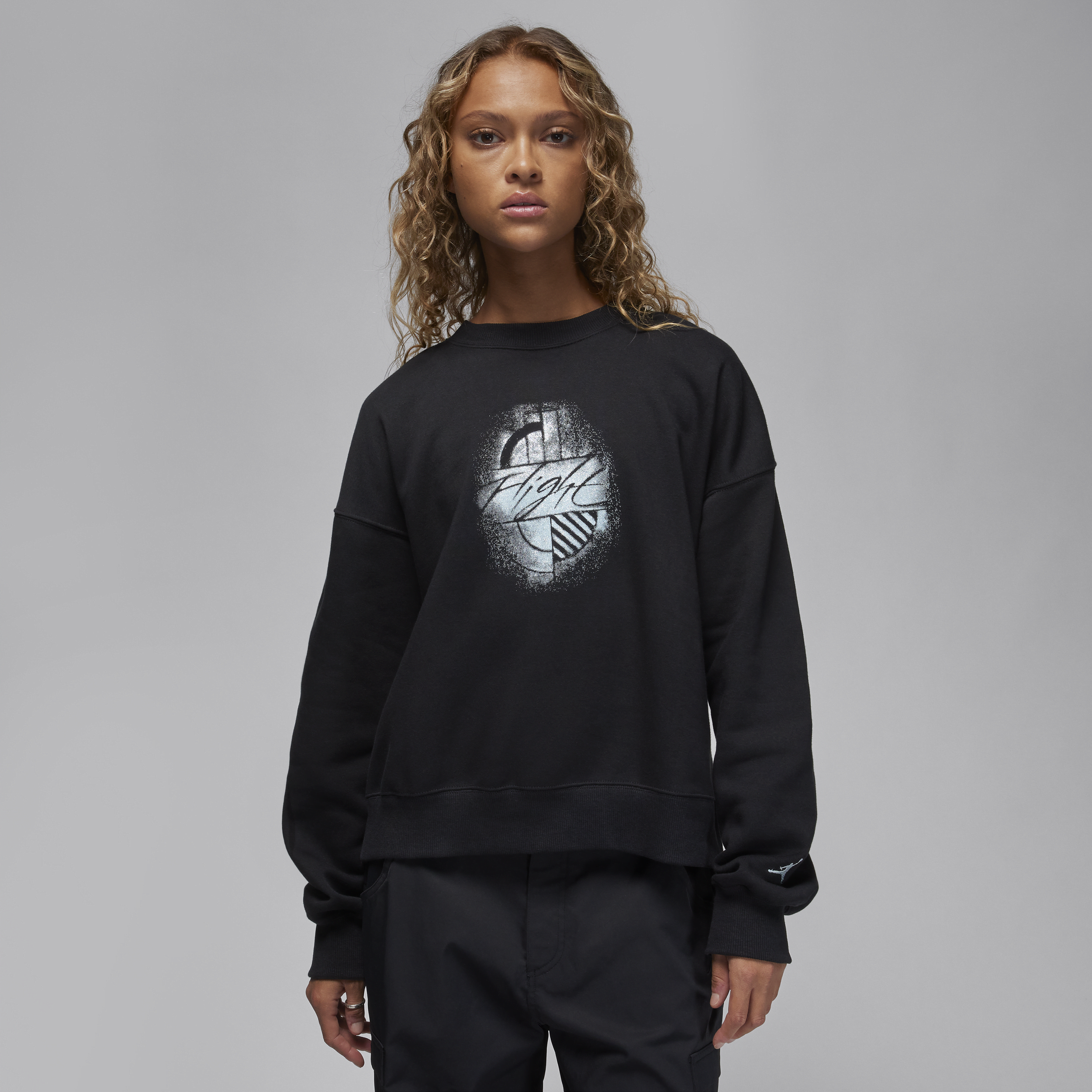 Shop Jordan Women's  Brooklyn Fleece Graphic Crew-neck Sweatshirt In Black