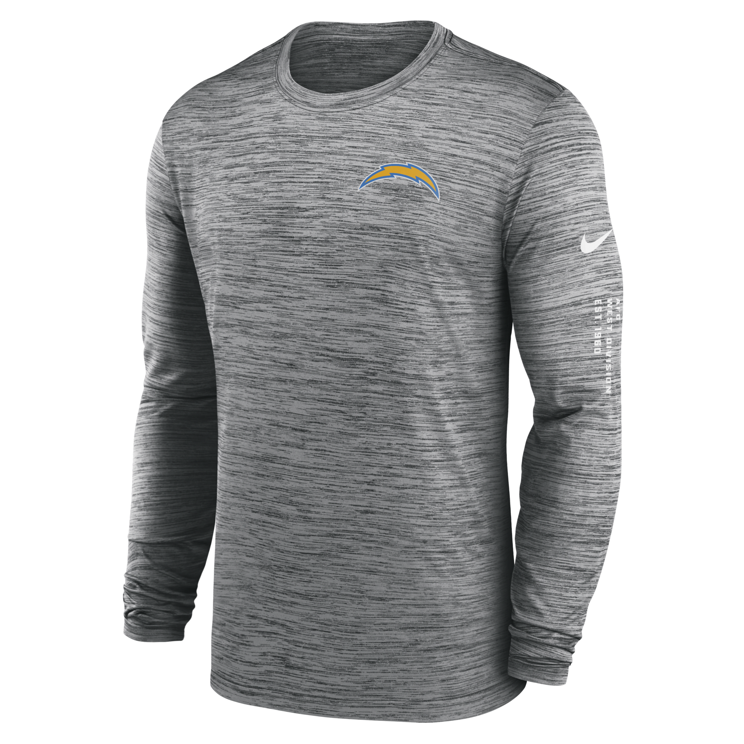 NIKE LOS ANGELES CHARGERS VELOCITY  MEN'S DRI-FIT NFL LONG-SLEEVE T-SHIRT,1014266603