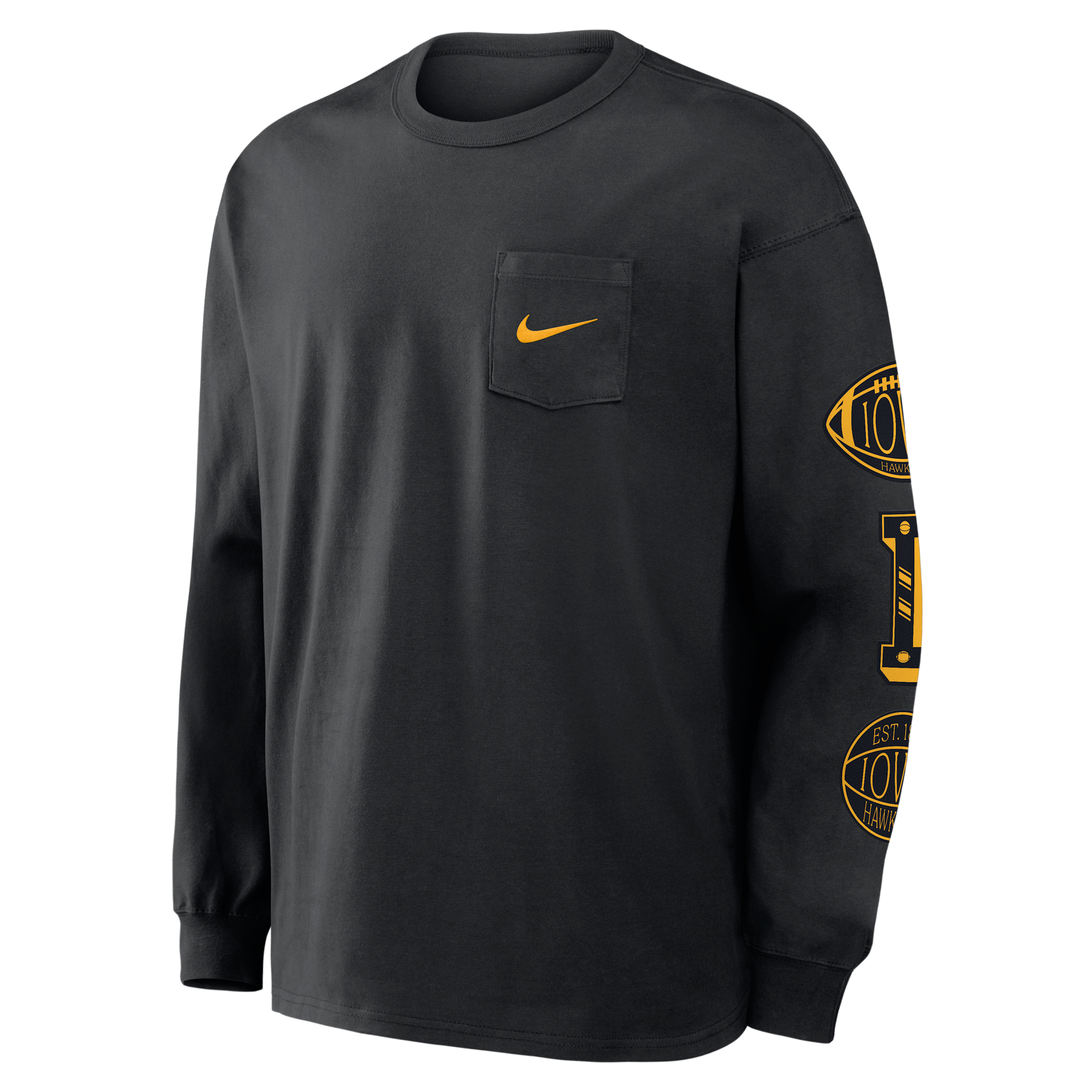 Iowa Academic Max90 Pocket Nike Men's College Long-Sleeve T-Shirt in Black | 04TA00AIA-U1K