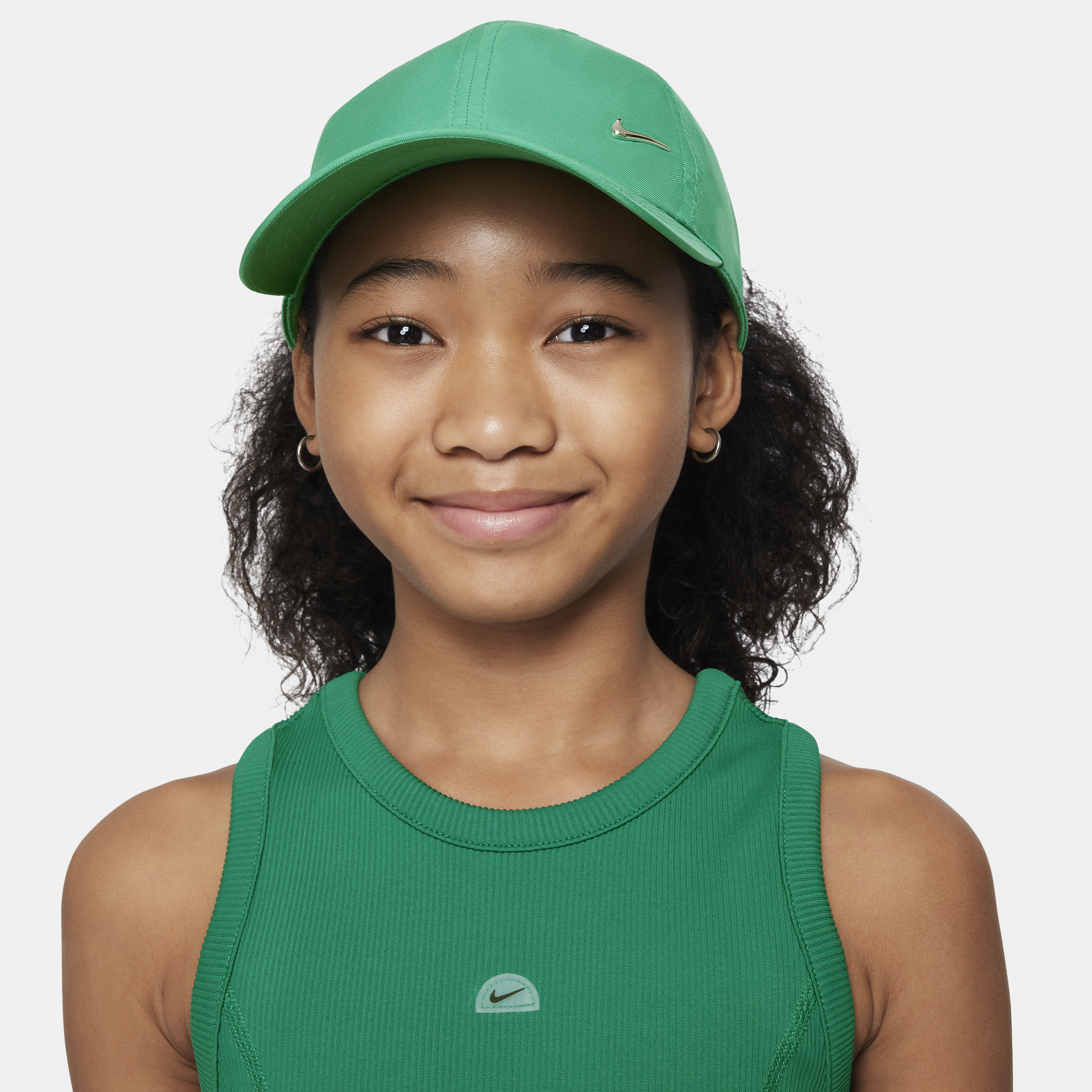 Nike Dri-fit Club Kids' Unstructured Metal Swoosh Cap In Green