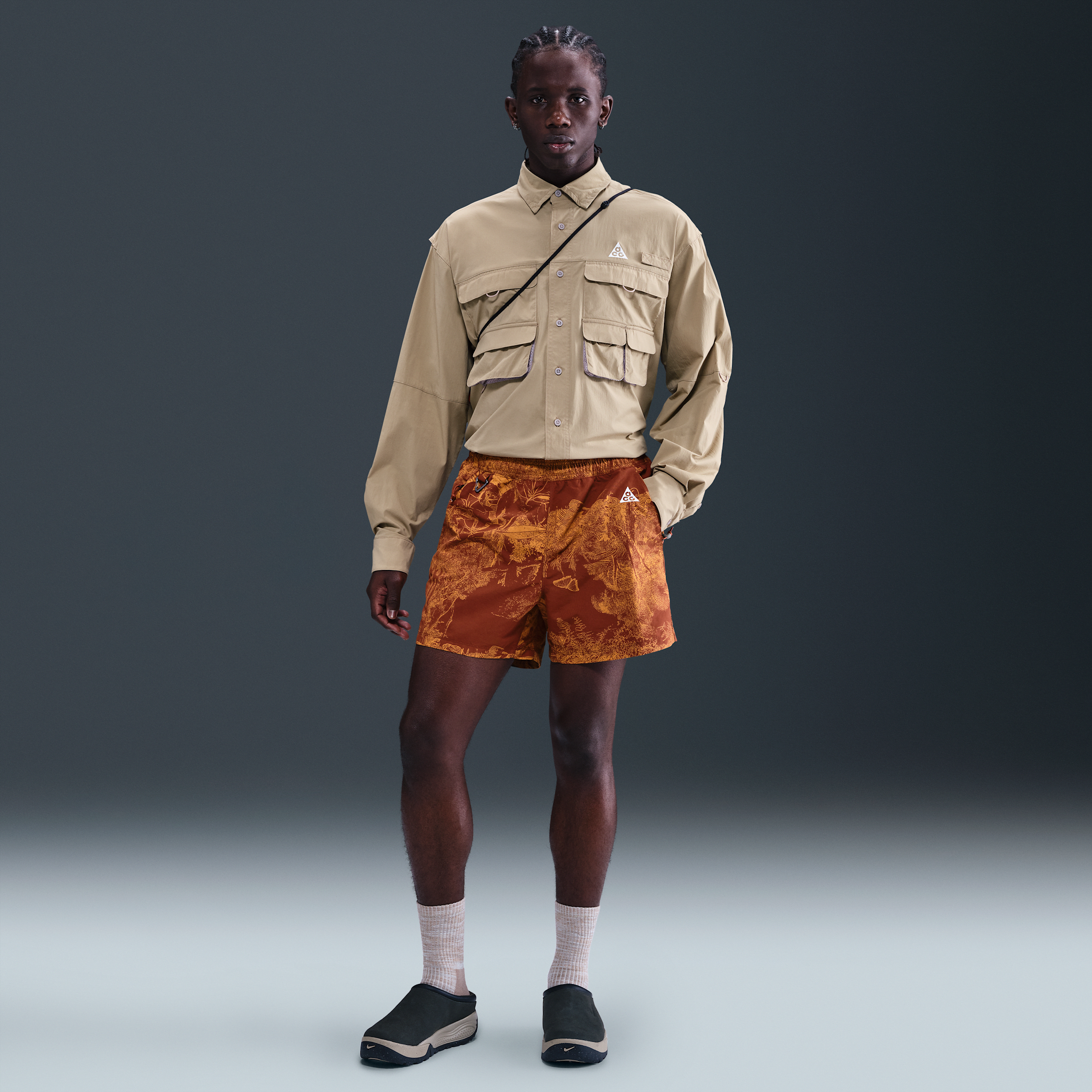 Nike Men's  Acg "reservoir Goat" Print Shorts In Brown