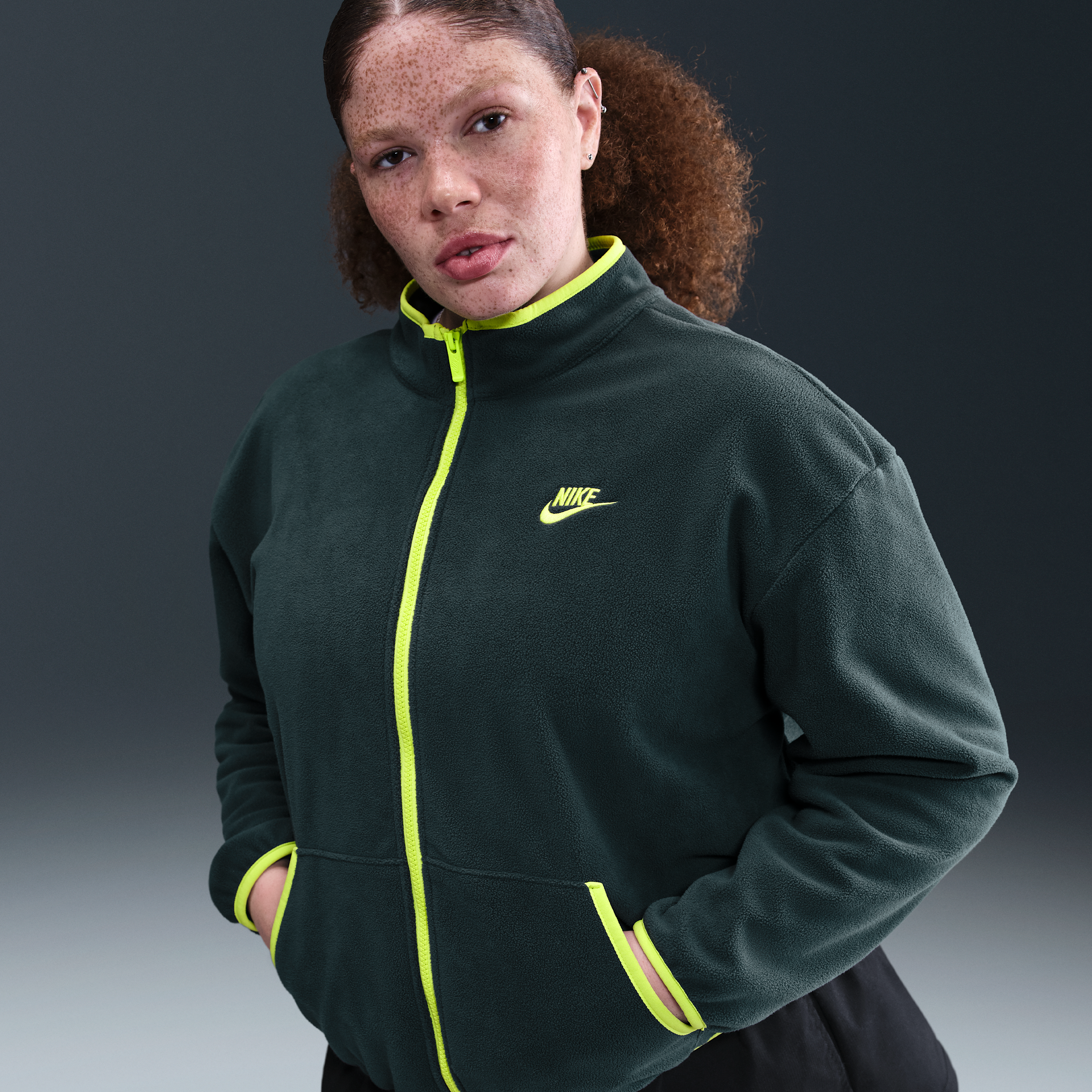 Nike Women's  Sportswear Club Fleece Loose Cozy Track Jacket (plus Size) In Green