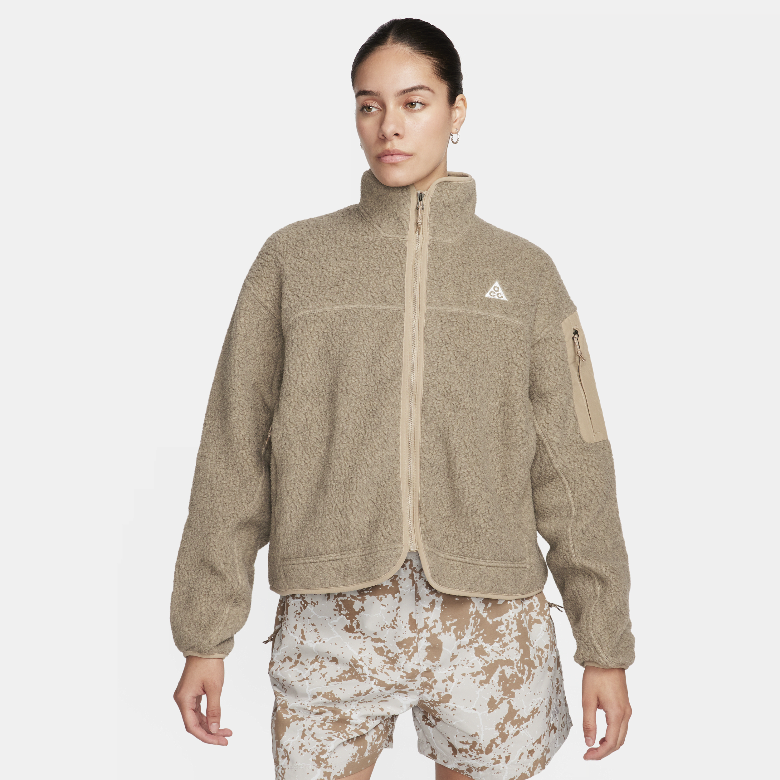 Shop Nike Women's  Acg "arctic Wolf" Polartecâ® Oversized Fleece Full-zip Jacket In Brown