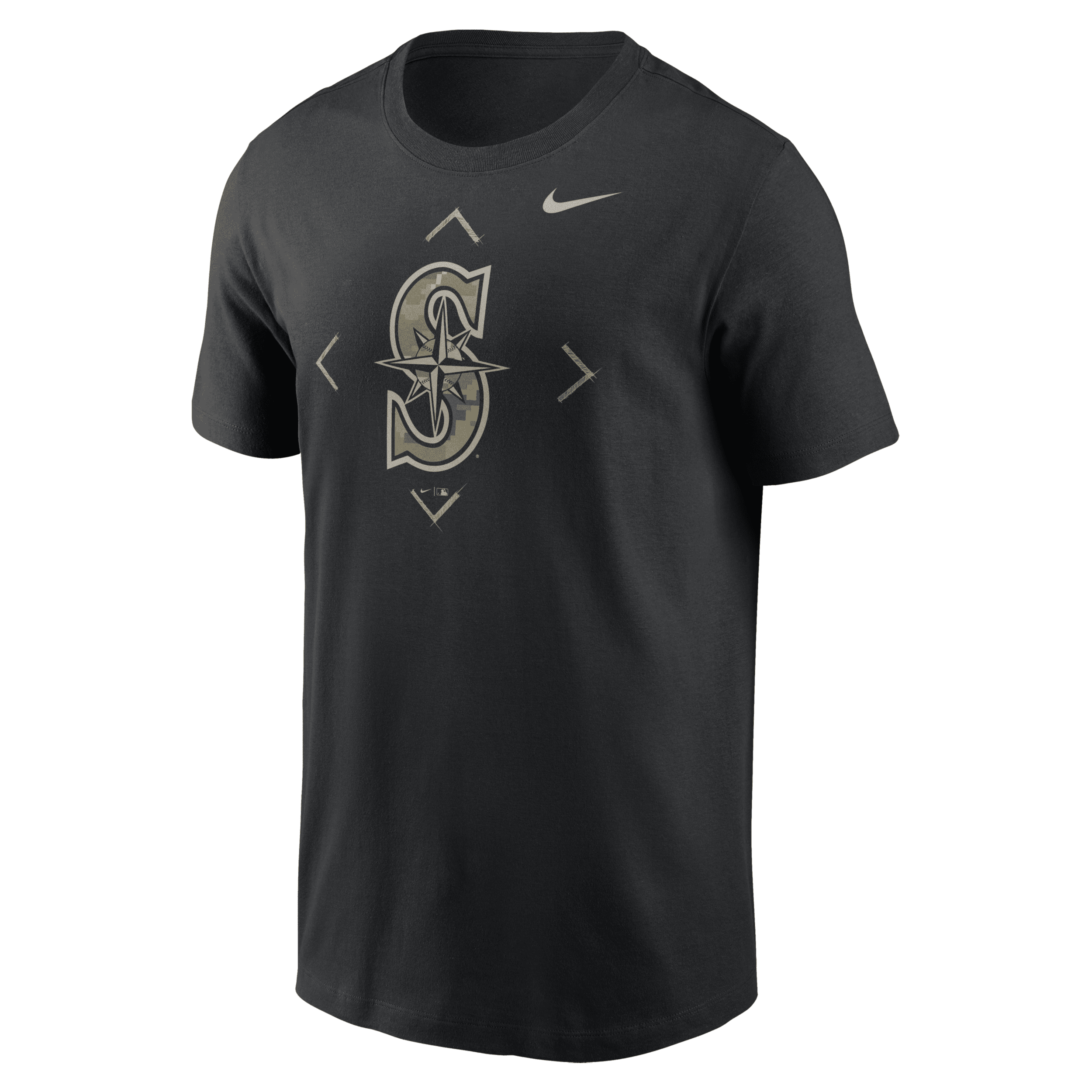 Shop Nike Seattle Mariners Camo Logo  Men's Mlb T-shirt In Black