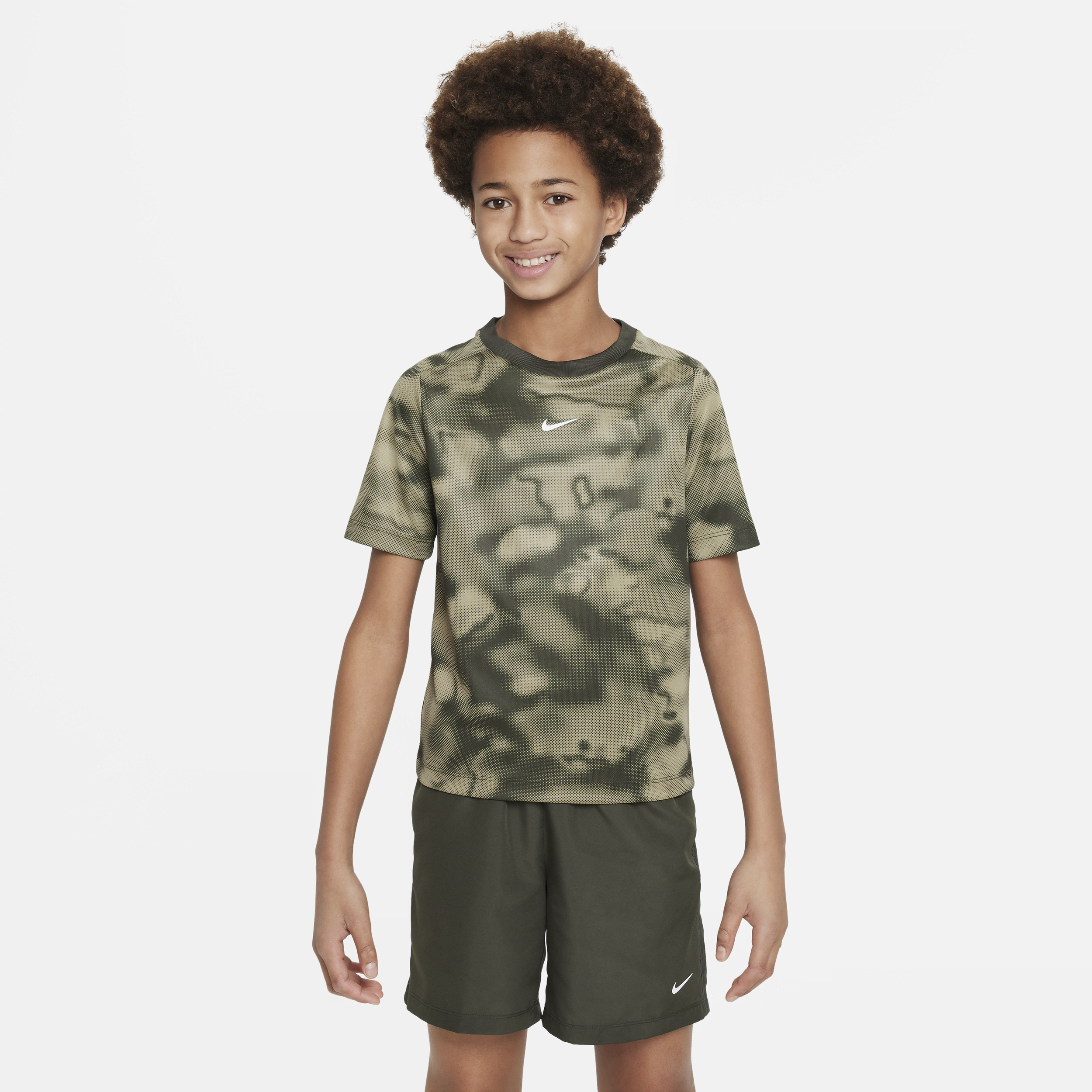 Nike Dri-fit Multi+ Big Kids' (boys') Printed Training Top In Green