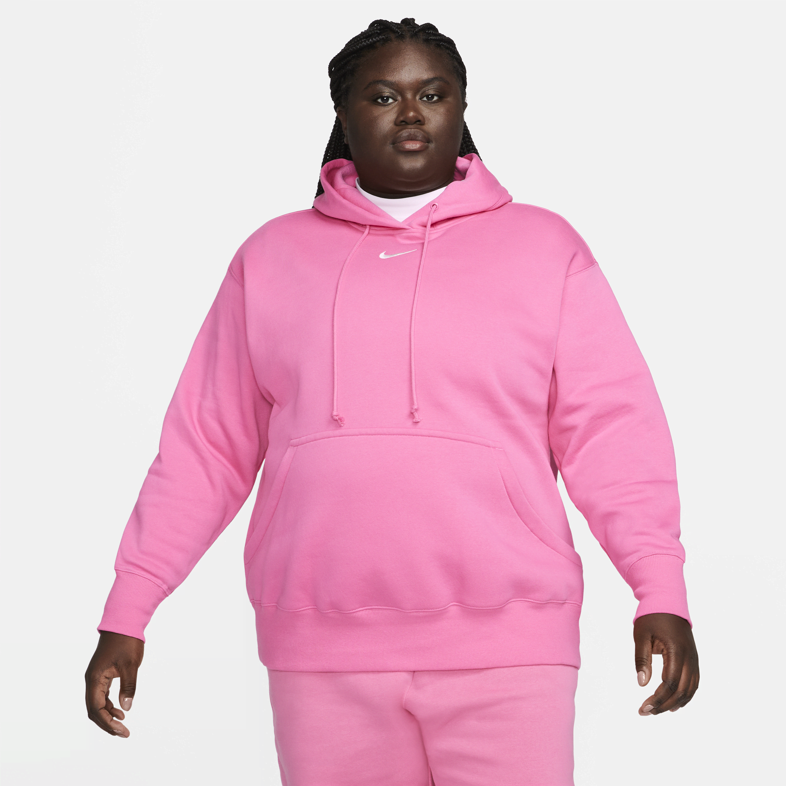 Nike Women's  Sportswear Phoenix Fleece Oversized Pullover Hoodie (plus Size) In Pink