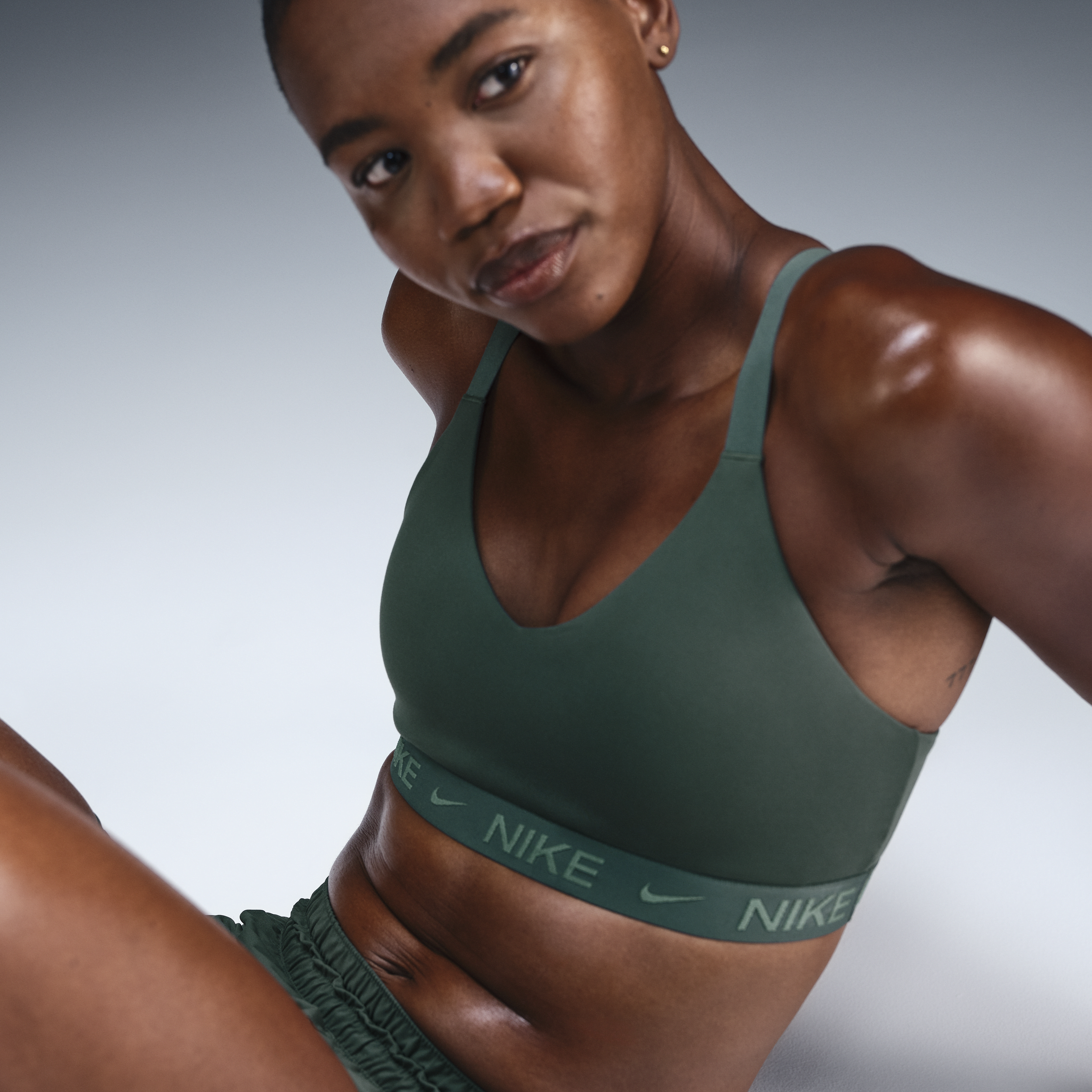 Nike Women's Indy Medium Support Padded Adjustable Sports Bra In Green