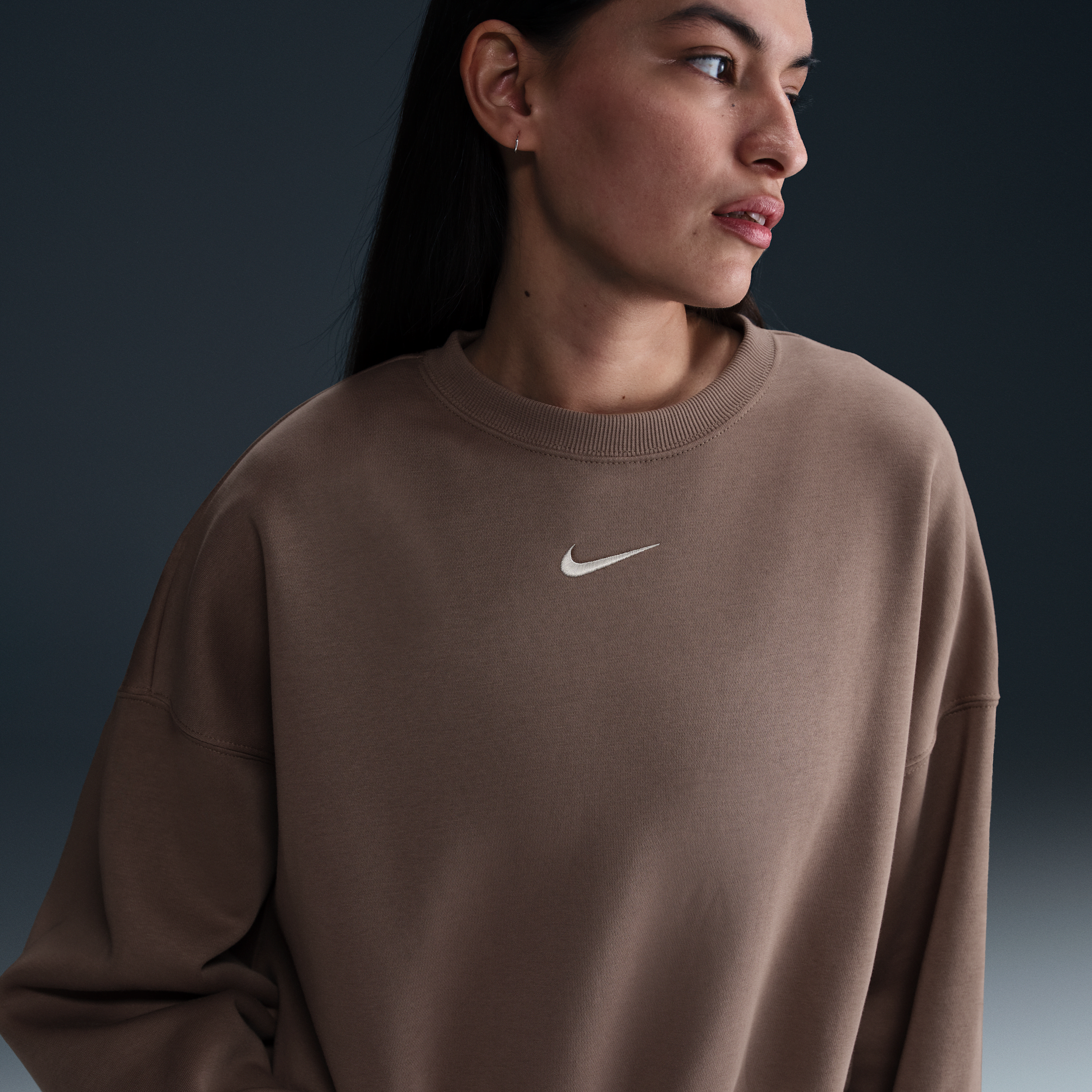 Nike Women's Sportswear Phoenix Fleece Over-oversized Crew-neck Sweatshirt In Brown