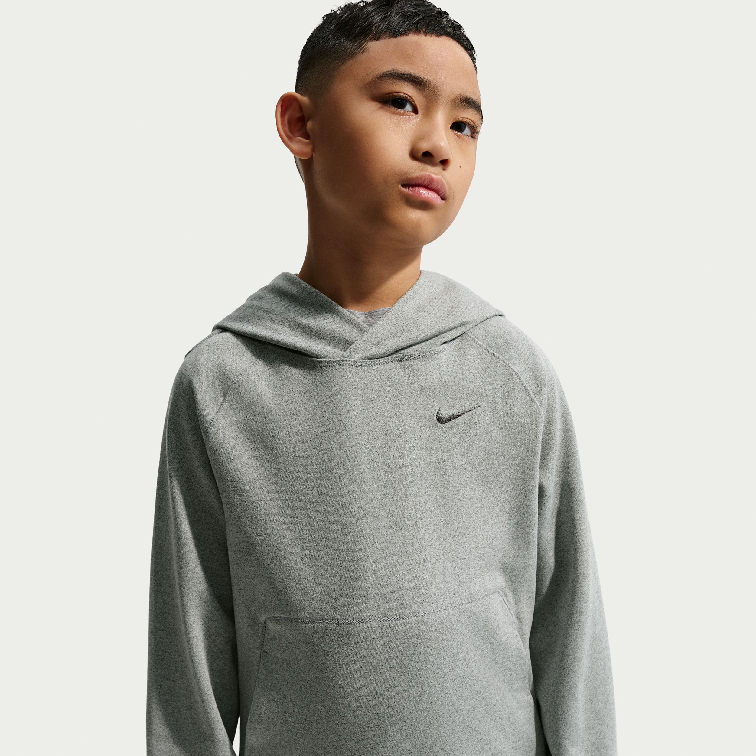 Nike Primary Nanoknit Big Kids' (Boys') Dri-FIT UV Protection Pullover Hoodie in Grey | IU3220-084