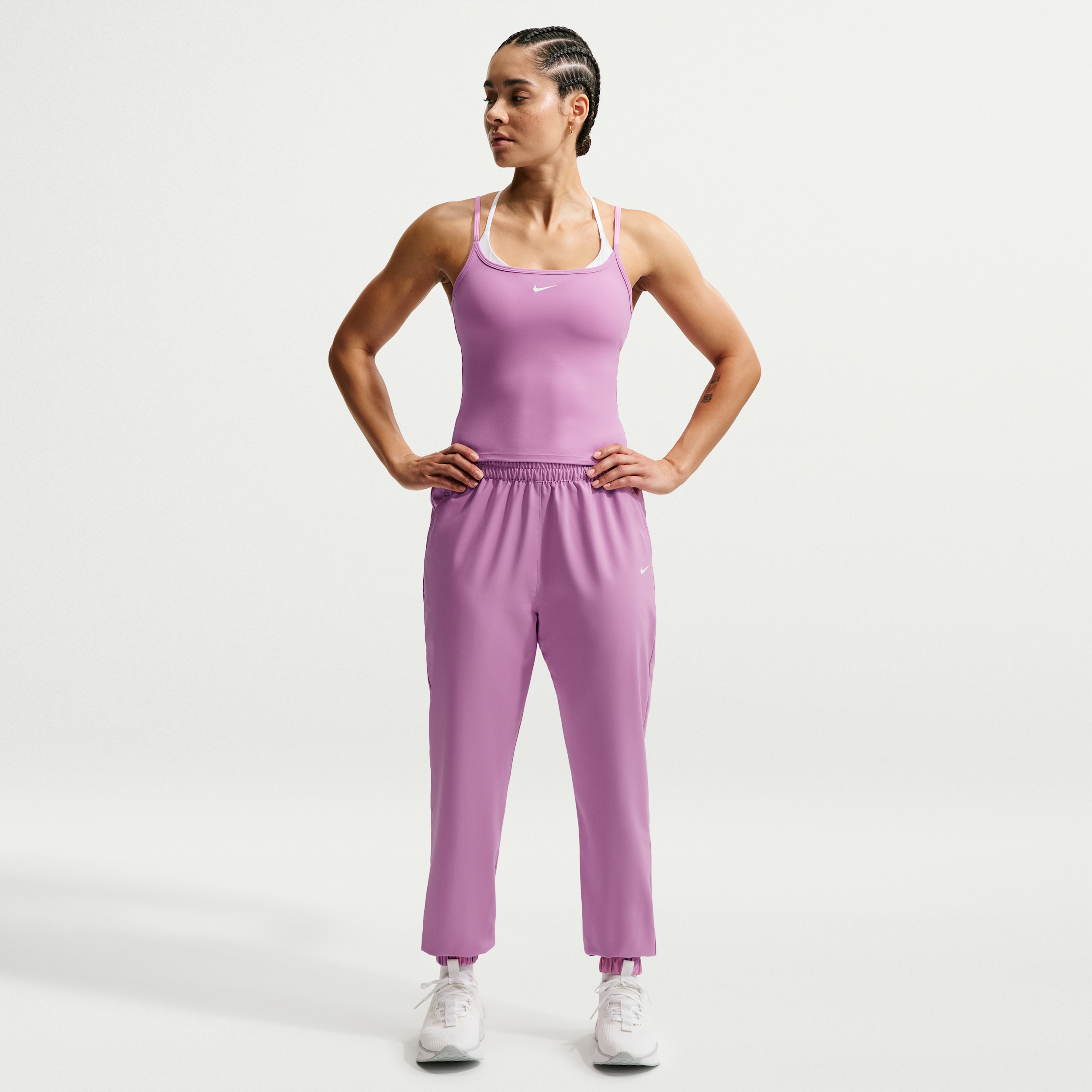 Nike Women's One Dri-FIT High-Waisted 7/8 Jogger Pants in Purple | HJ1050-503