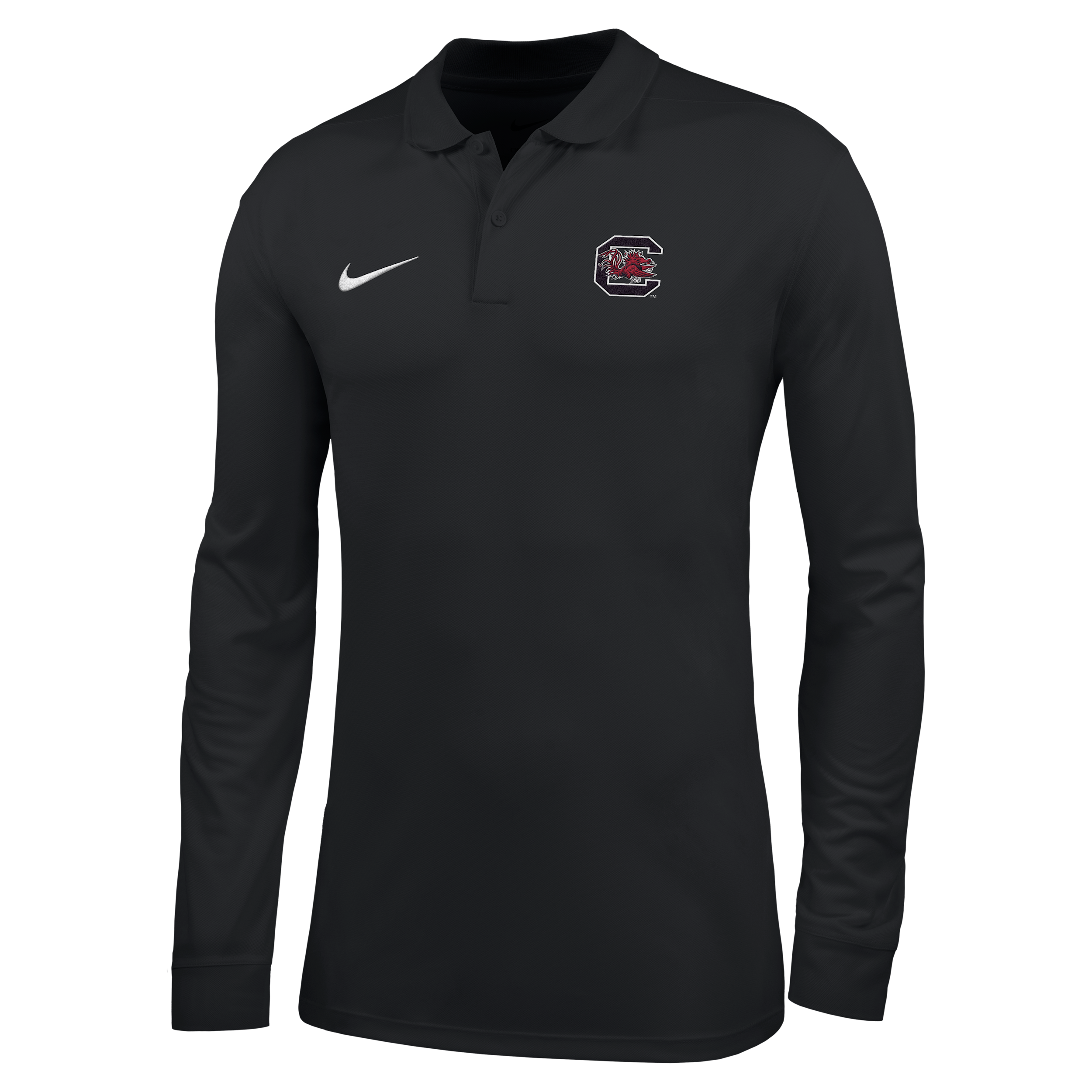 Nike Men's Black South Carolina Gamecocks Dri-fit Long-Sleeves Victory Polo Shirt - Black