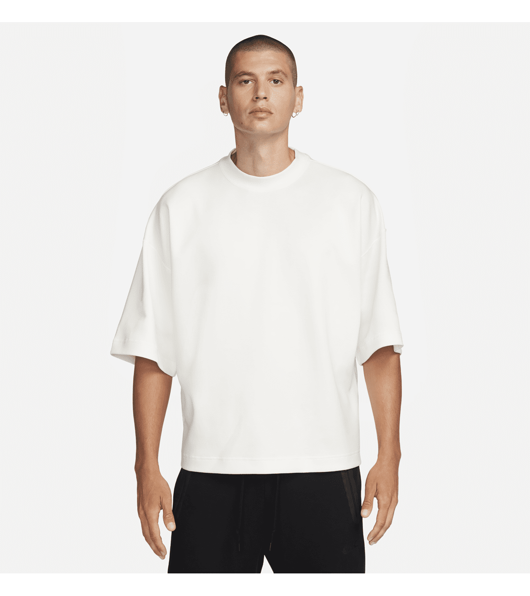 Nike Men's  Sportswear Tech Fleece Reimagined Oversized Short-sleeve Sweatshirt In White