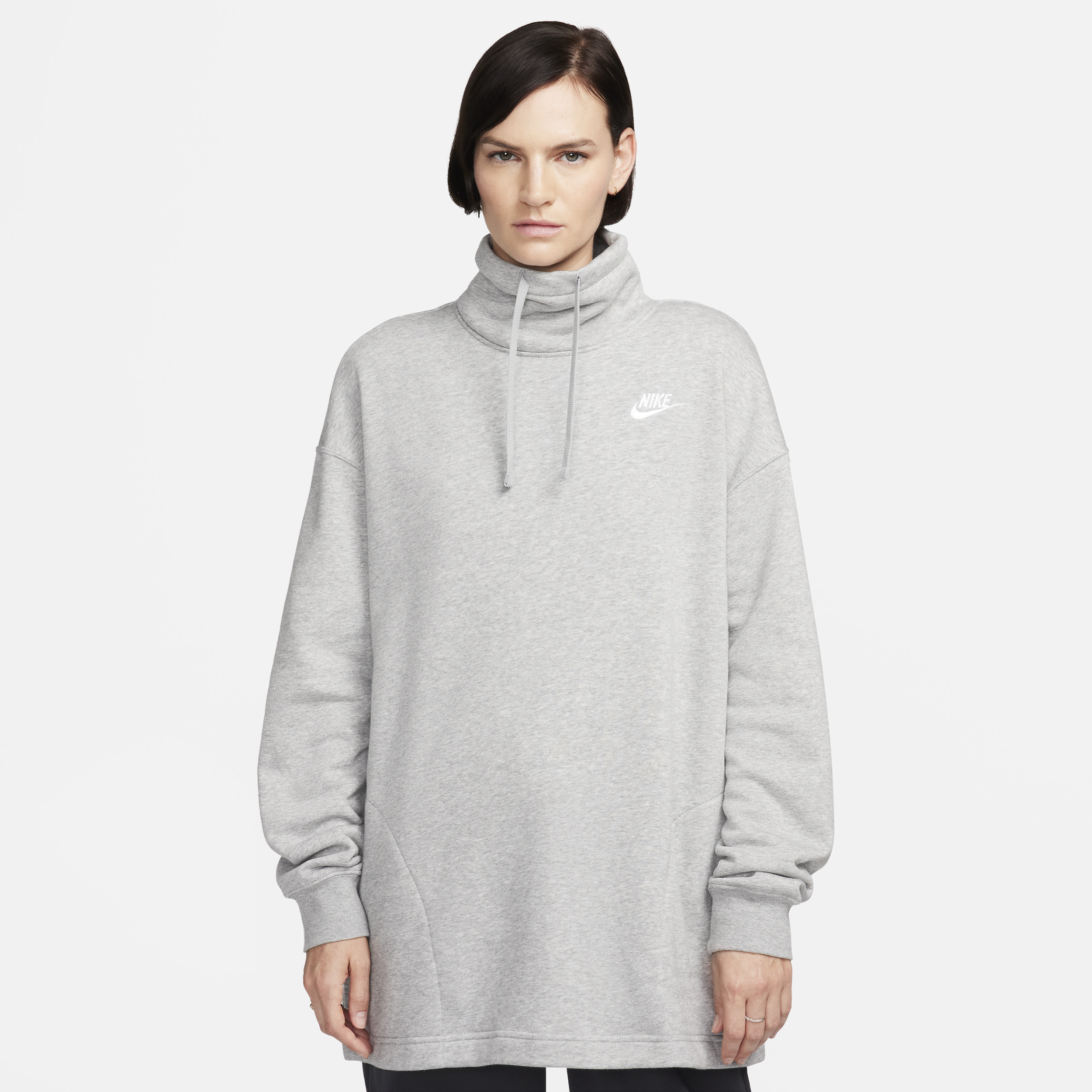 Nike Women's  Sportswear Club Fleece Oversized Mock-neck Sweatshirt In Grey
