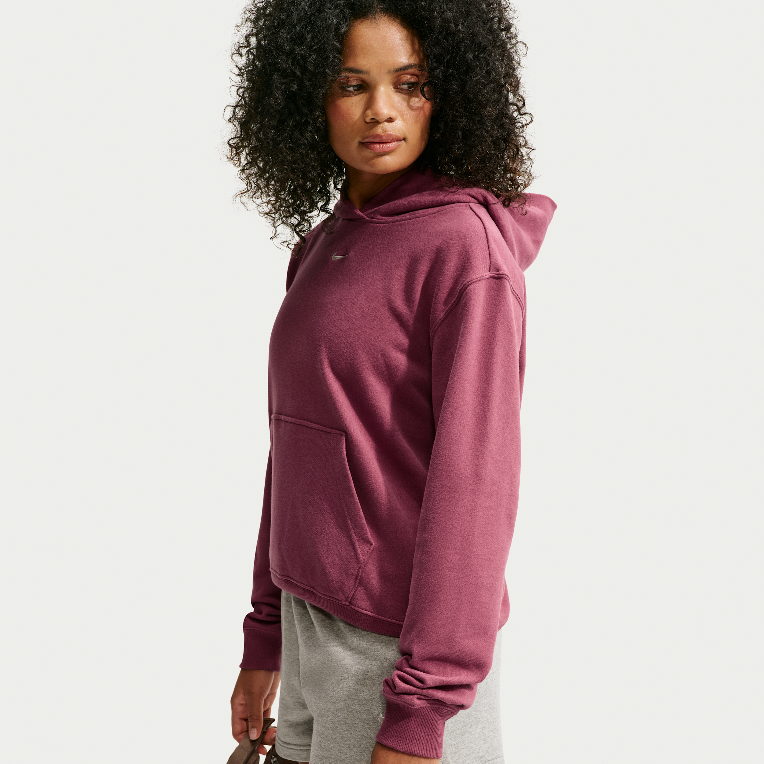 Nike Women's Studio Fleece Lightweight "French Terry" Pullover Hoodie in Red | IM8515-654