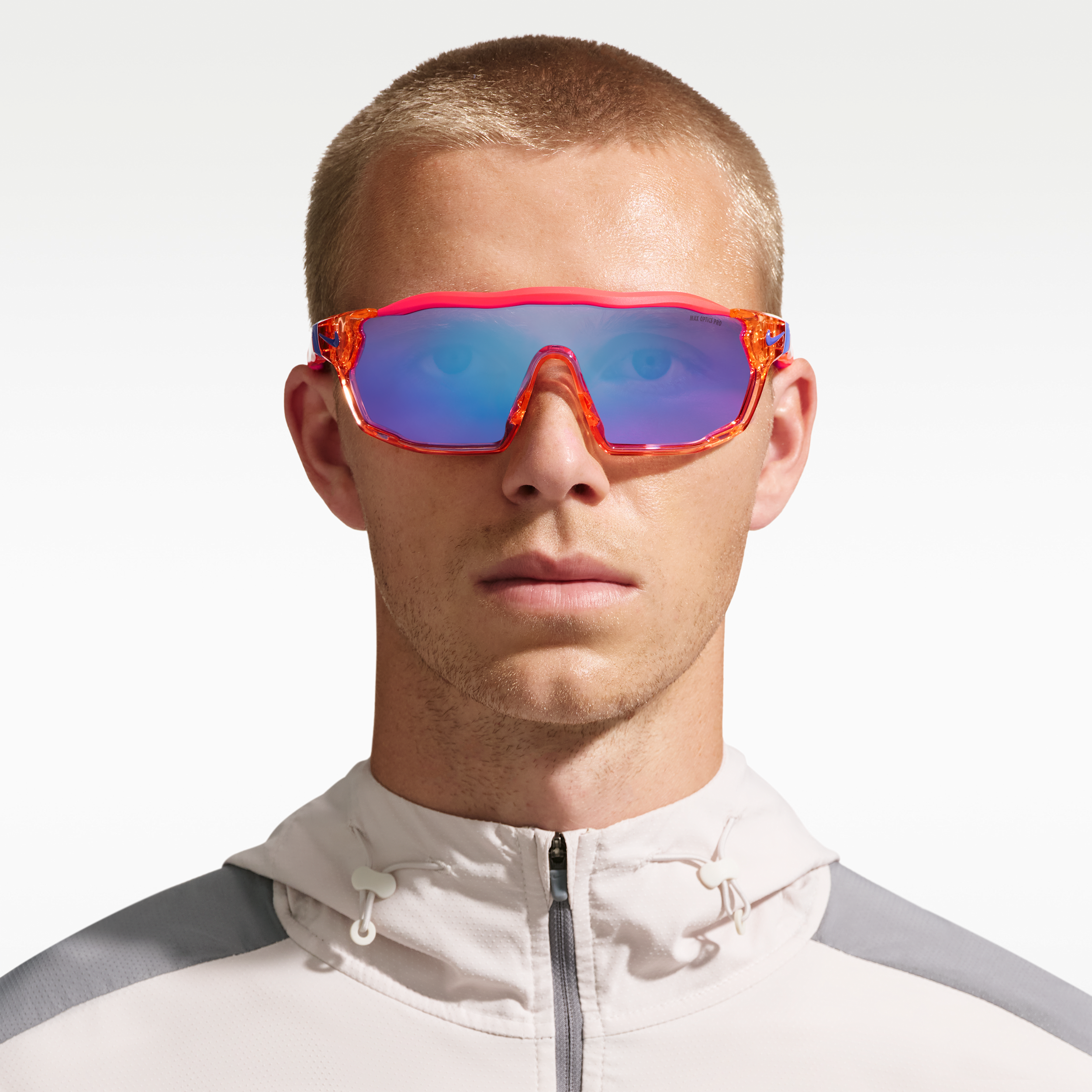 Nike Show X Rush Sunglasses, Men's, Crimson/Blue Mirrored Road Tint