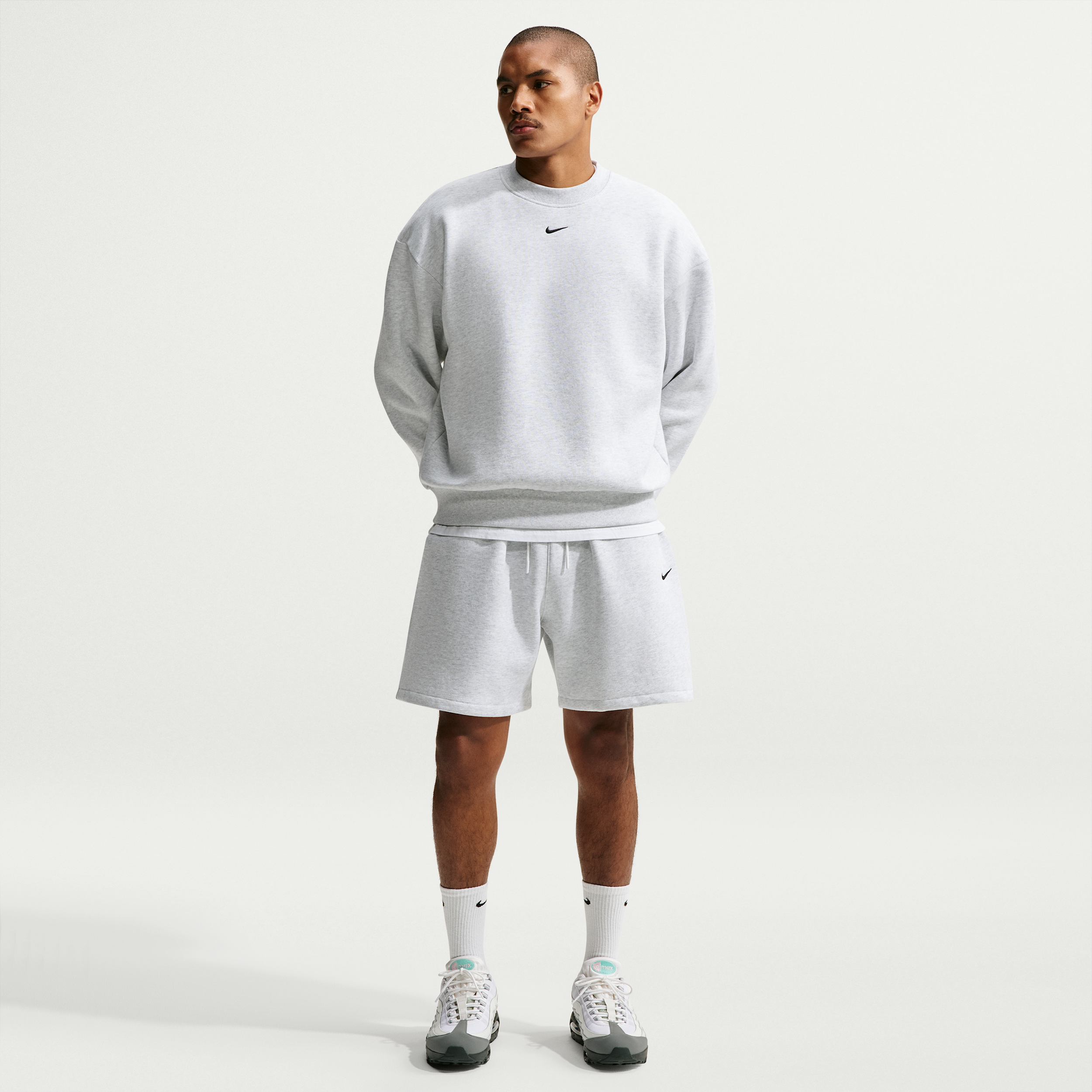 Nike Men's Solo Swoosh Fleece Shorts, Small, Birch Heather