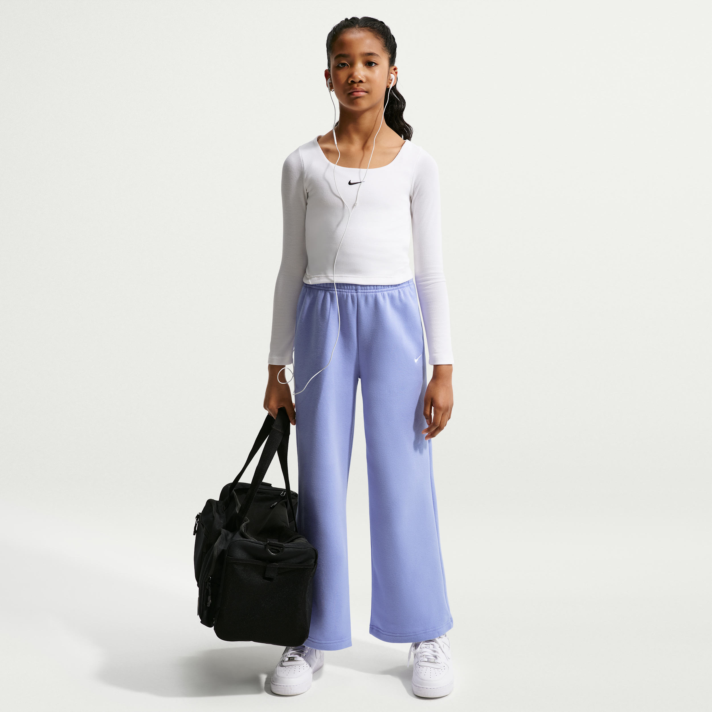 Women's Nike Sportswear Studio Fleece Girls' Open-Hem Pants in Purple | IM4973-569
