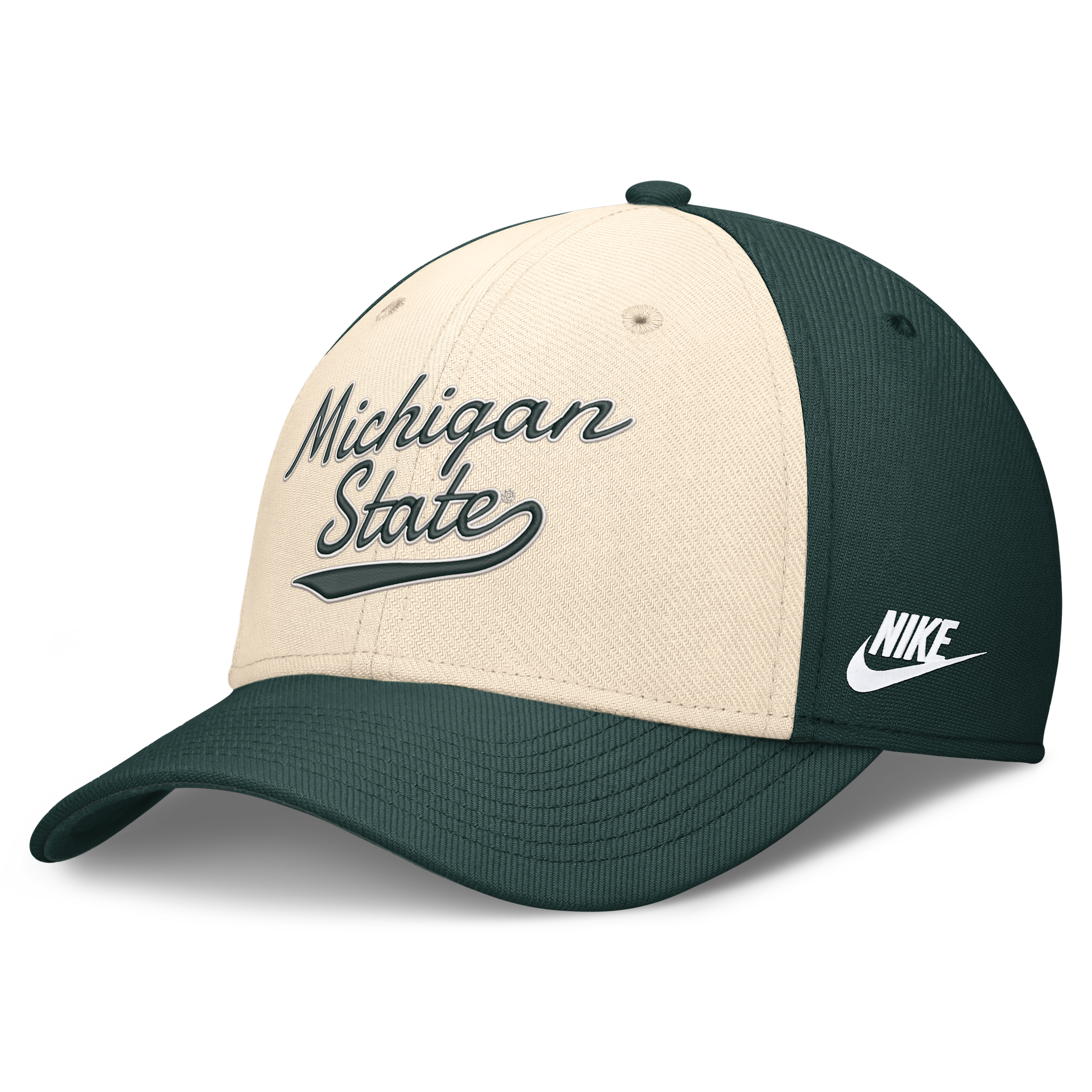 Nike Men's Natural/Forest Green Michigan State Spartans Legacy Swooshflex Dri-fit Hat - Natural, Forest Green