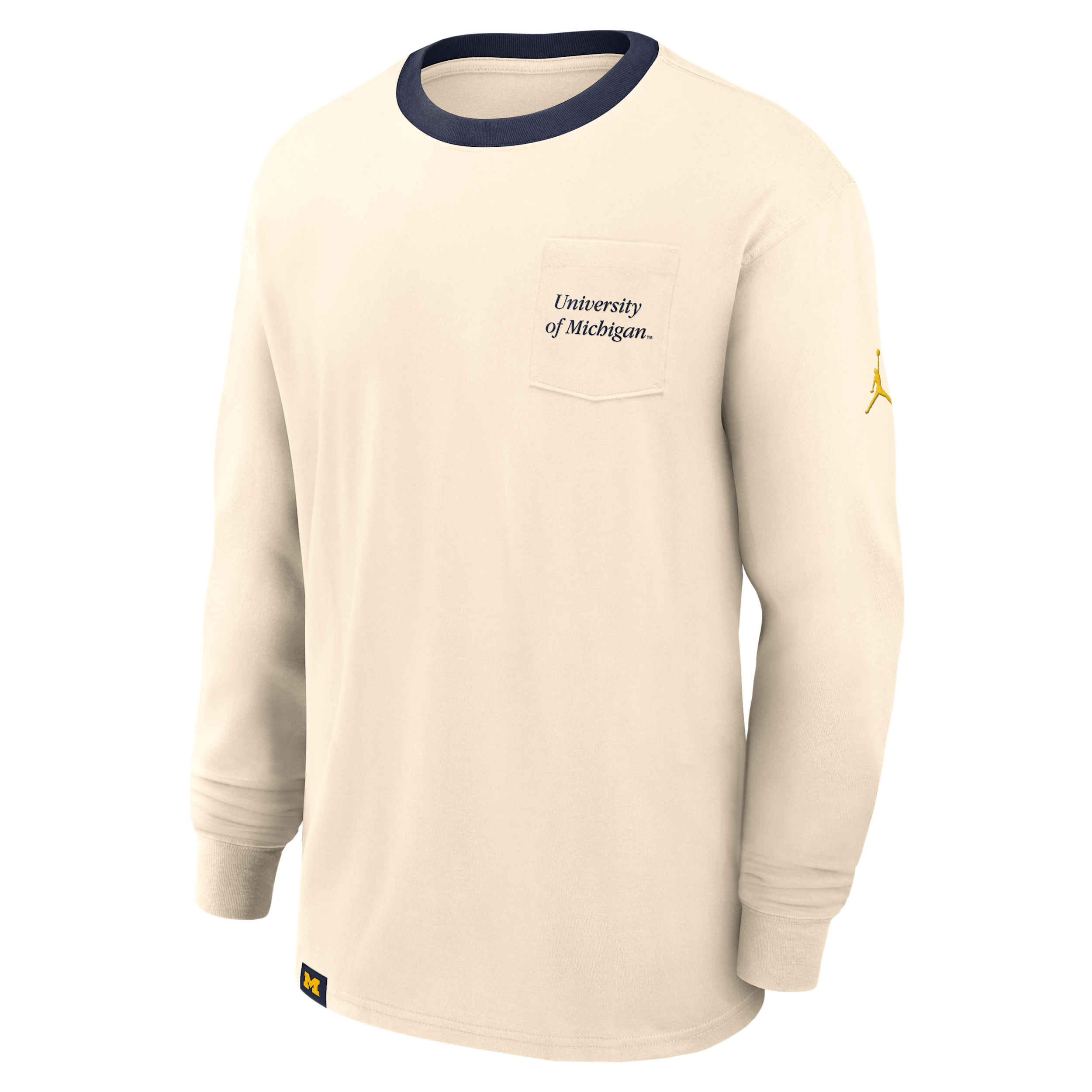 Jordan Men's Michigan Athletic Prep Max90 Pocket Logo  Brand College Long-sleeve T-shirt In Brown
