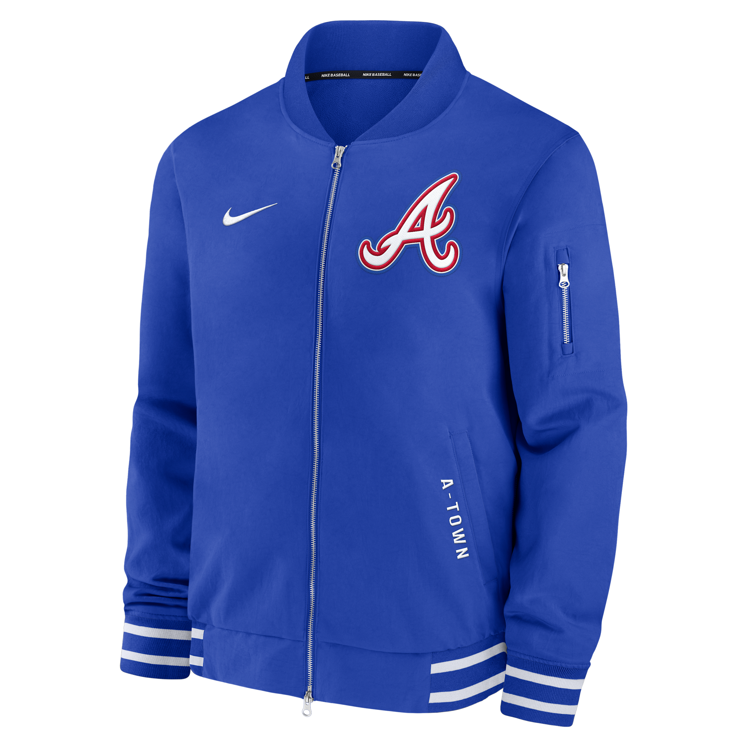 Nike Atlanta Braves Authentic Collection City Connect Game Time  Men's Mlb Full-zip Bomber Jacket