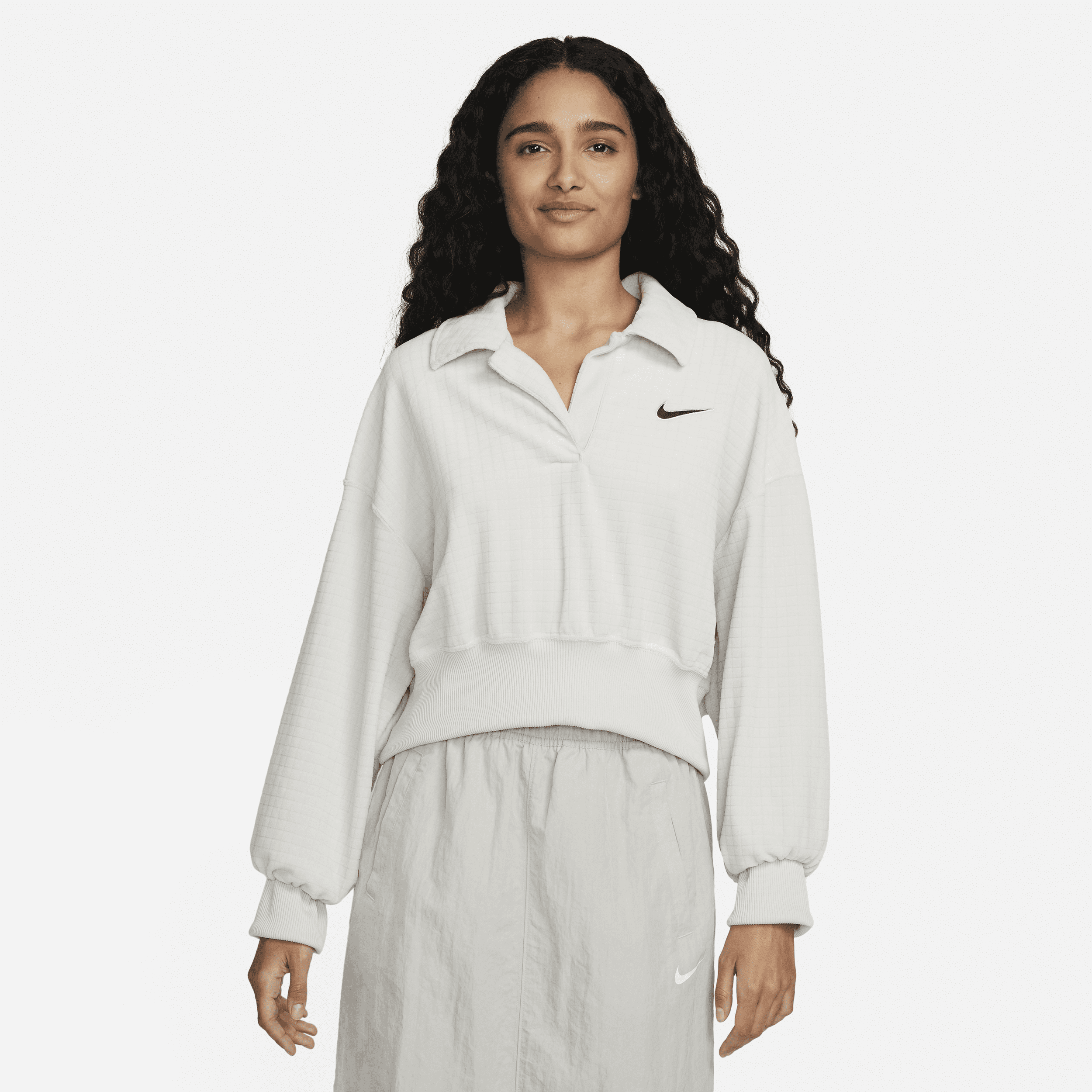 Shop Nike Women's  Sportswear Velour Polo In Grey