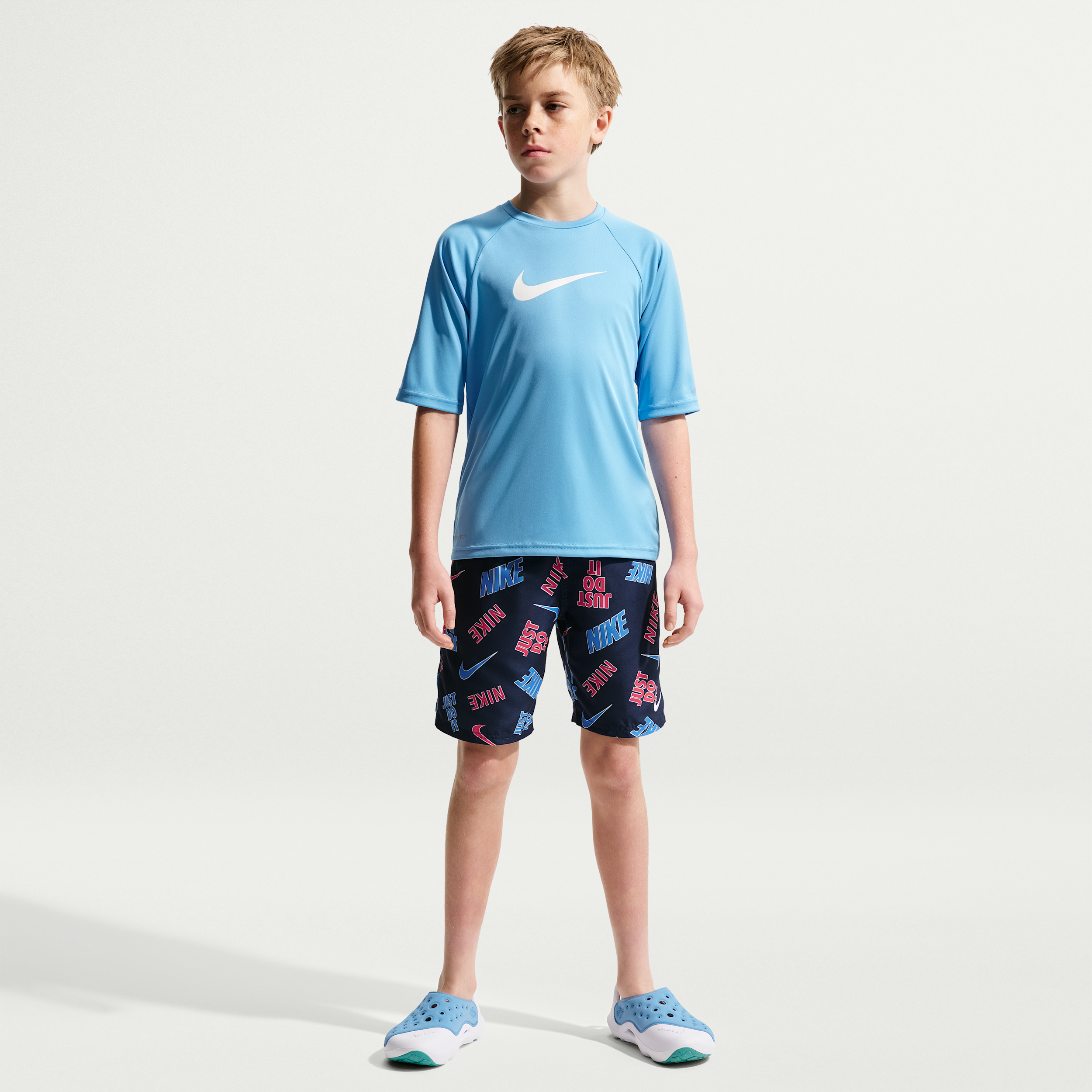 Nike Swim Breaker Big Kids' (Boys') 7" Brief-Lined Volley Short in Blue | NESSG814-934